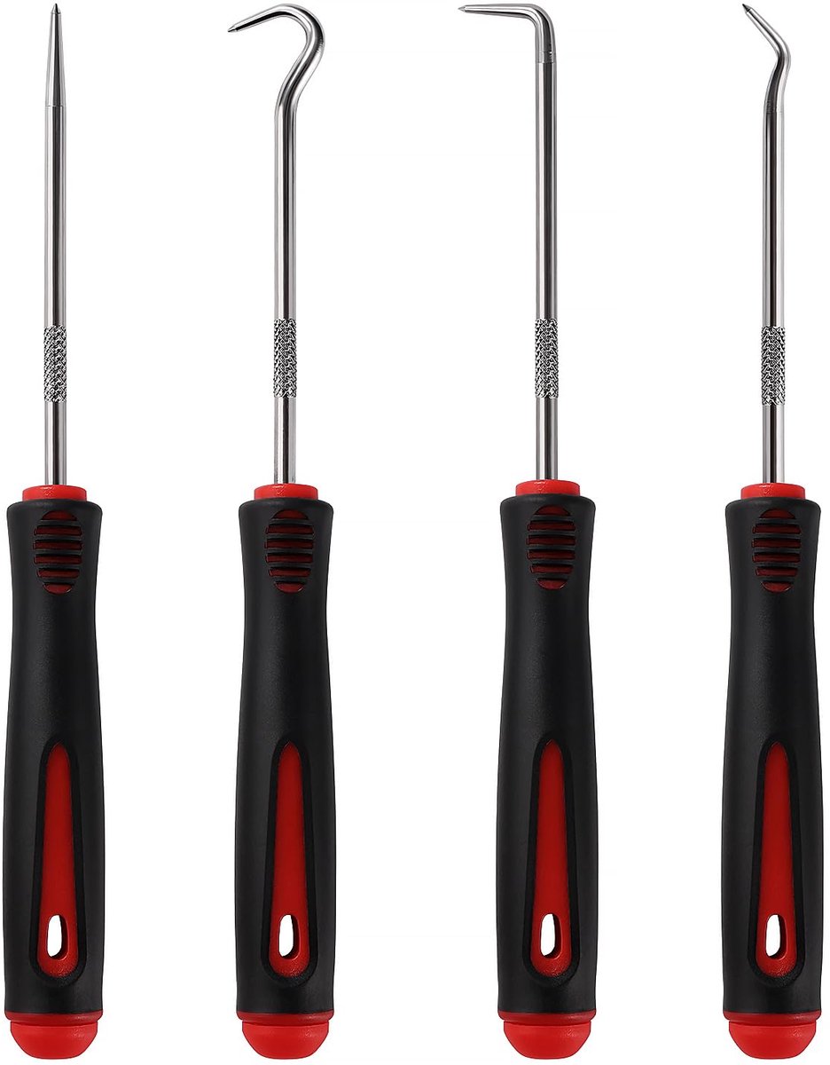 4 Stuks 16.5cm Pick en Haakset, Pick-toolset voor Auto-Oliekeerringen/O-Ringafdichting, Precision Hooks Puller Remover, voor Het Verwijderen van Slangen en Afdichtingen, Rubber