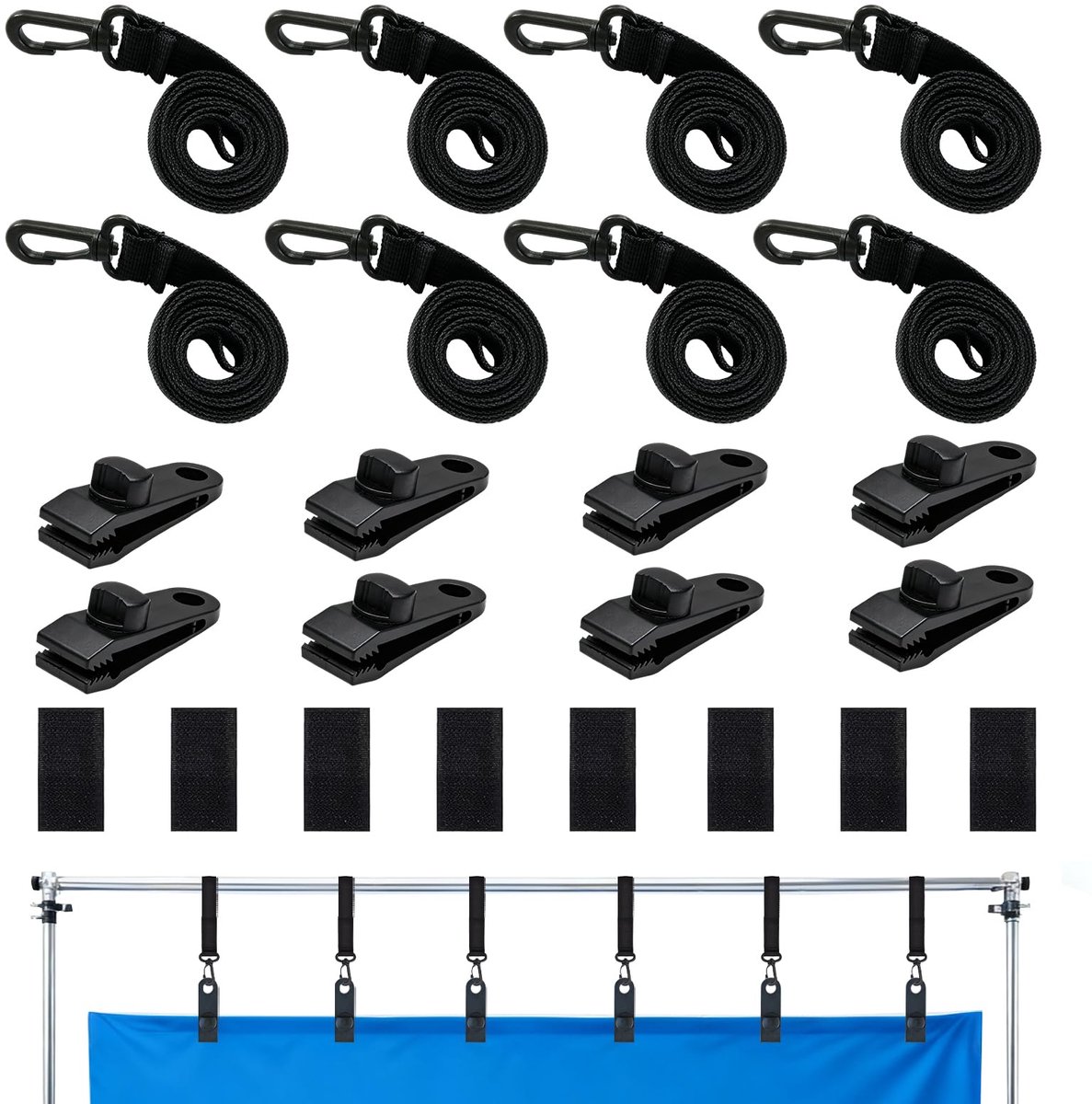Bevestigingsbanden en klemmen, bevestigingsbanden voor zwembadzeilen, reserveonderdelen en accessoires voor meubeloprolsystemen, voor zonnezeilen, zwembadzeilen, afdekkingen