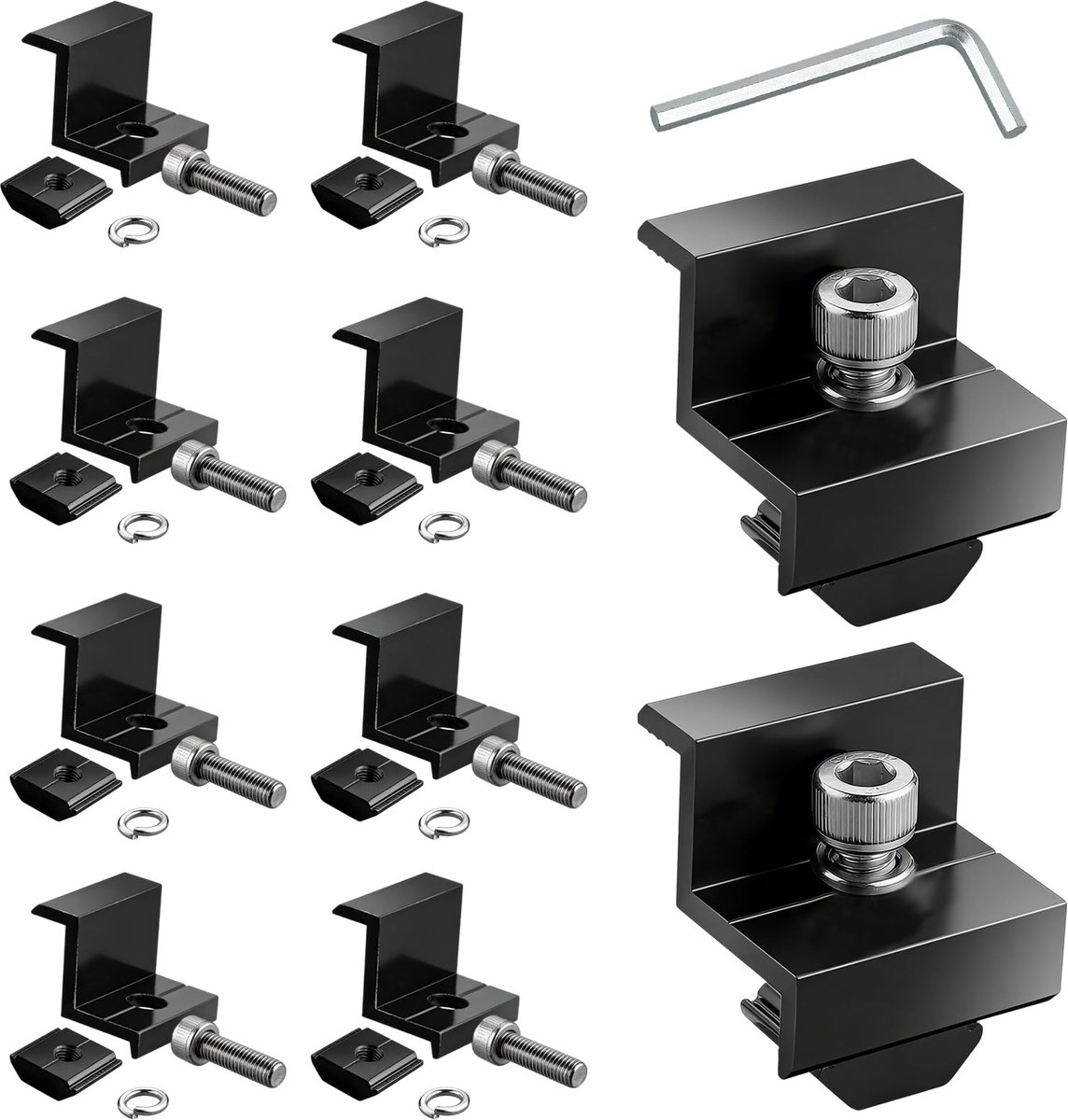 Eindklemmen, 10 Stuks 30 mm van Aluminium, Set Montagebeugels in Z-Vorm met Bouten en Moeren, Fotovoltaïsche Zonnepanelen voor PV-Panelen Op Dak, Muur en Camper (10,30mm)