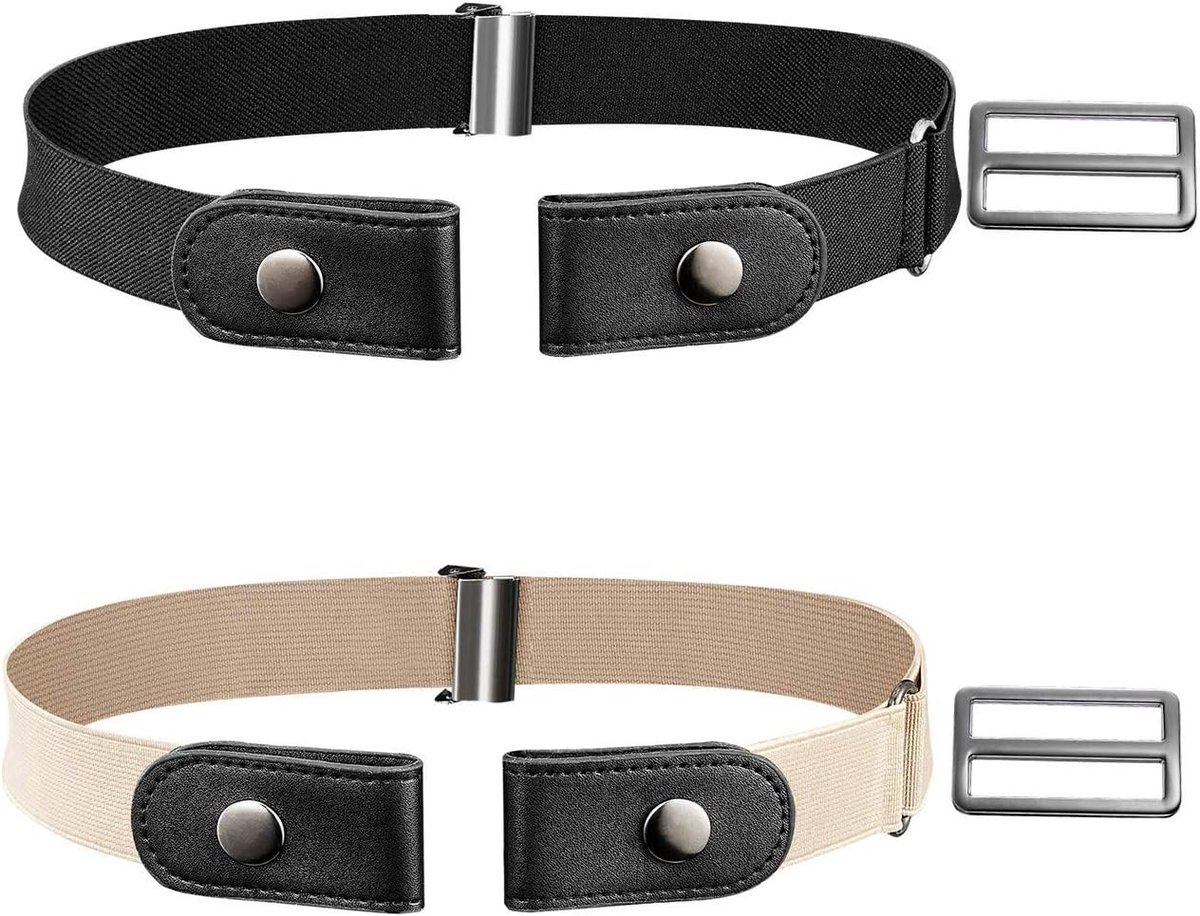 Riemen zonder gesp voor dames en heren, uniseks, onzichtbare verstelbare heupriem, zwart/kaki, 80 cm, Zwart, Khaki 80cm