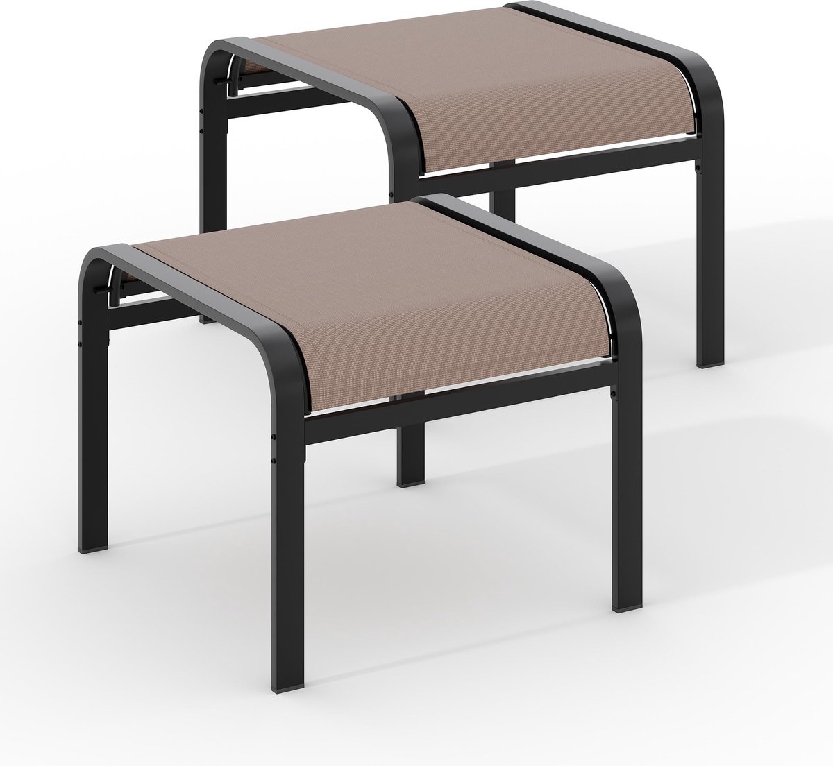 Triumpunpre Voetenbankje voor Buiten - Textiel Voetensteun met Stevig IJzeren Frame voor Tuin, Terras en Balkon - Waterafstotend Ademend Lichtbruin Cognac