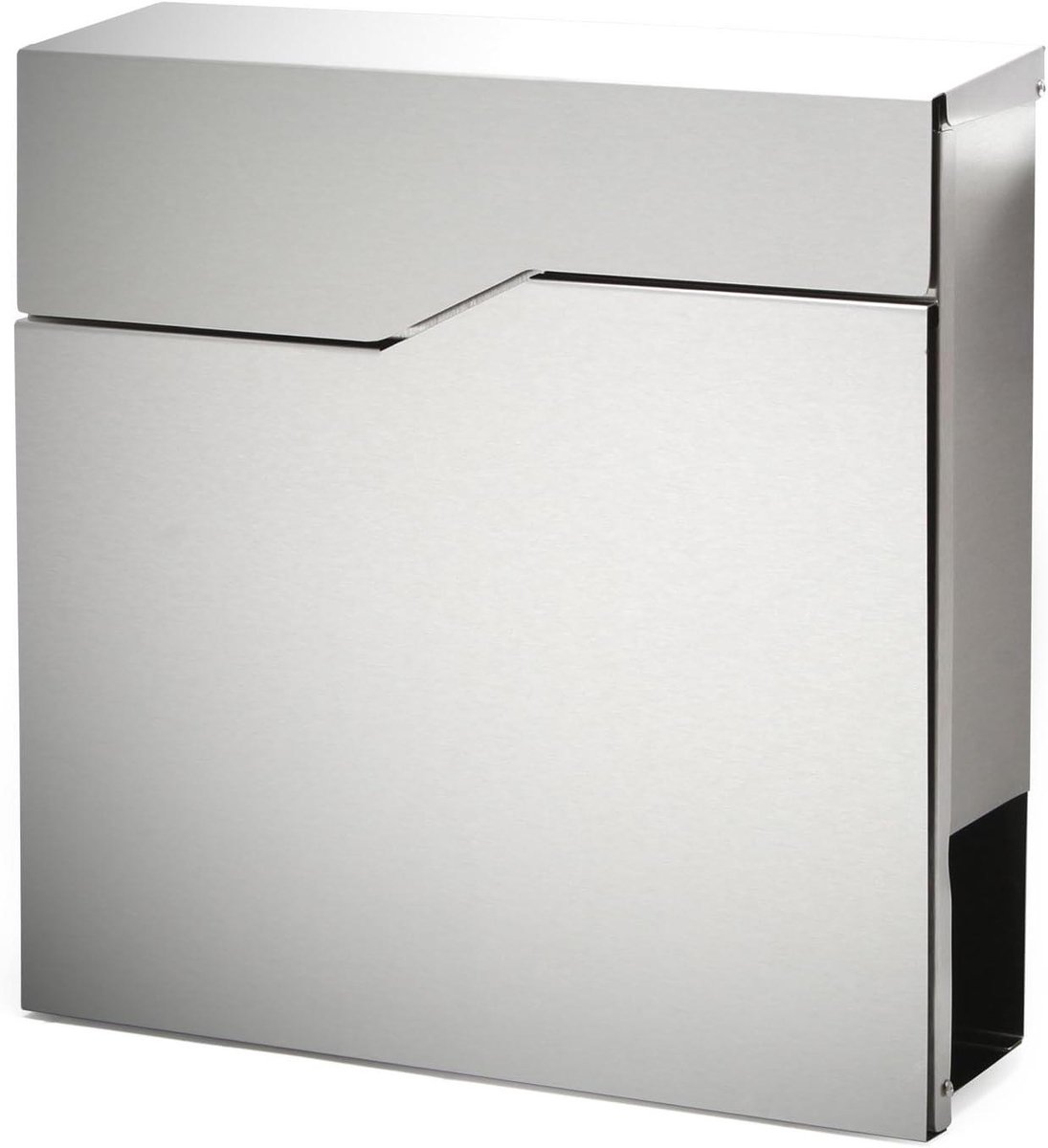 Brievenbus met krantenrol - Wandbrievenbus RVS - Post ontvangen - Grote inwerpopening - 37 x 102 x 37 cm - Zilverkleurig
