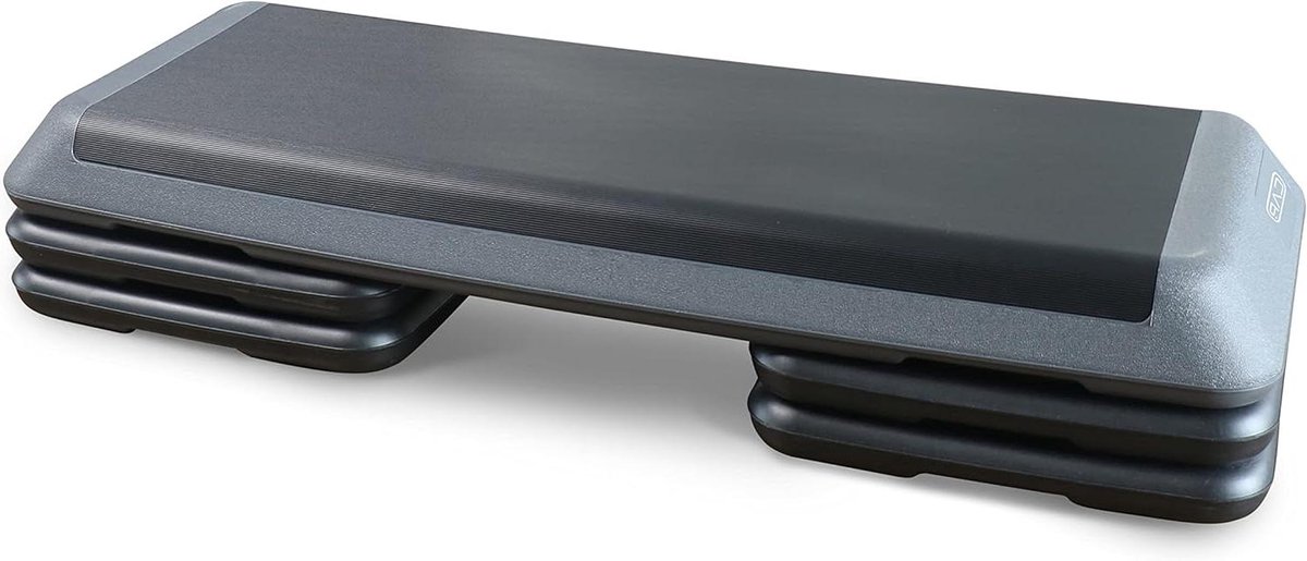 Aerobic Step Platform - Fitness Step - Cardio Training - Verstelbare Hoogte - 4Niveaus - Grijs met Zwart