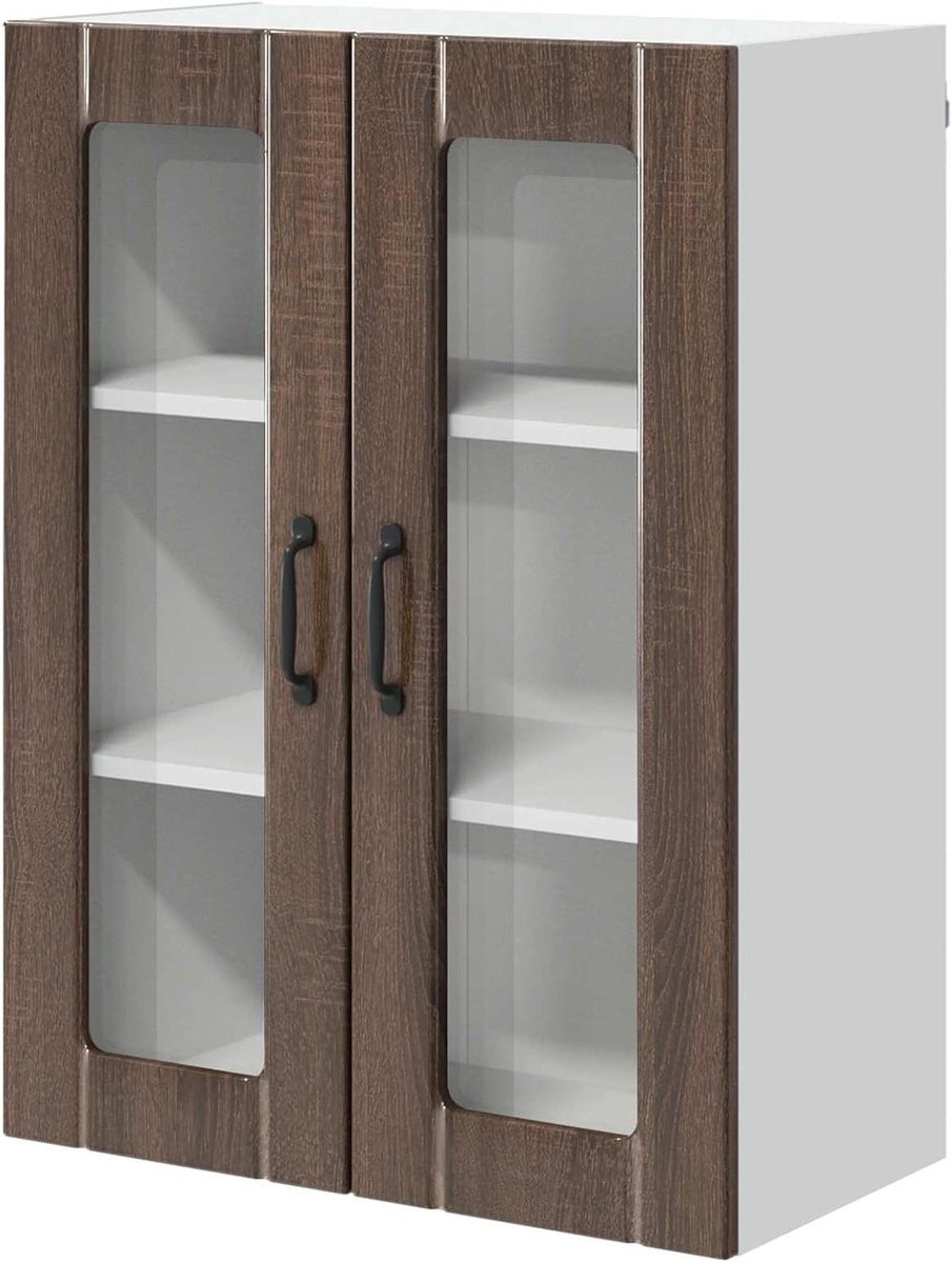 Keukenkast - Wandkast Keuken - Keuken Organiseren - Praktische Schuifdeuren - 60 x 80 cm - Bruin Eikenlook
