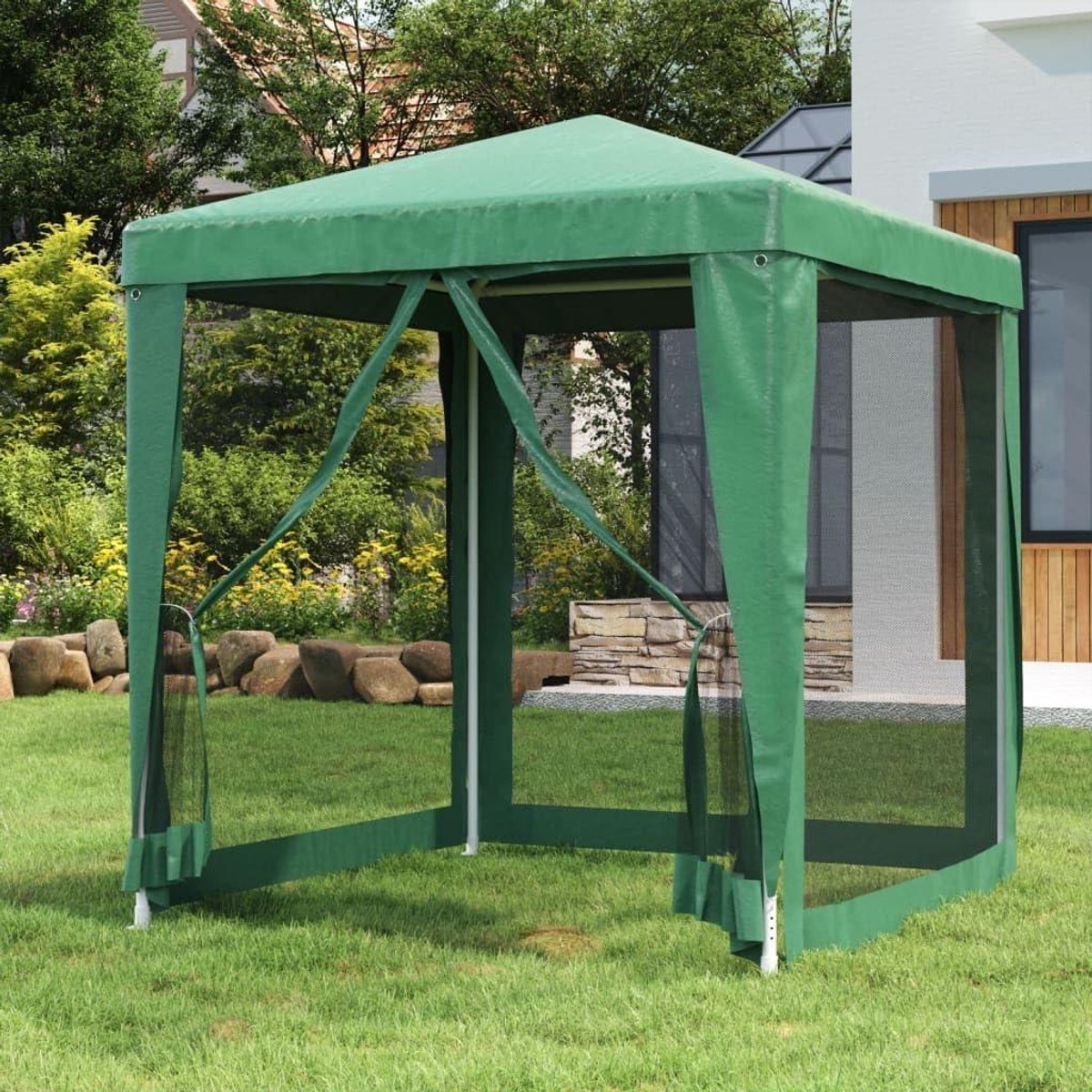 Partytent - Paviljoen Tuin - Feestelijke Bijeenkomst - Met Mesh-zijwanden - 2 x 2 m - Groen