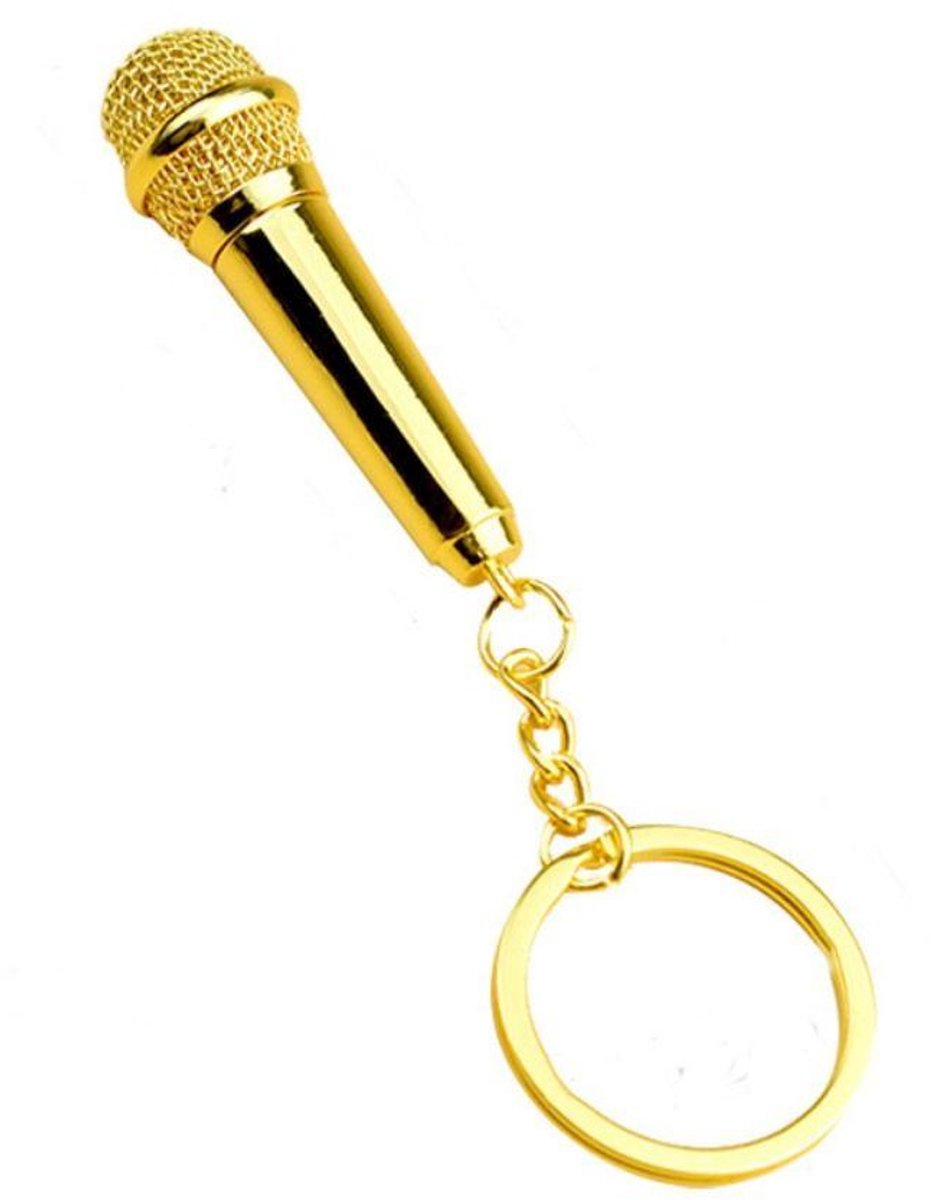 Scoby - Microfoon Sleutelhanger - Sleutelhanger Microfoon - Muziek Sleutelhanger - Mic Keychain - Voor Zangers en Muzikanten - Goudkleurig
