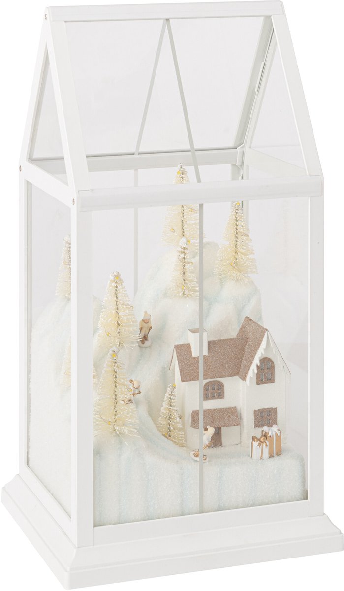 J-Line Ledkerstdorp - glas/synthetisch - wit/goud - small