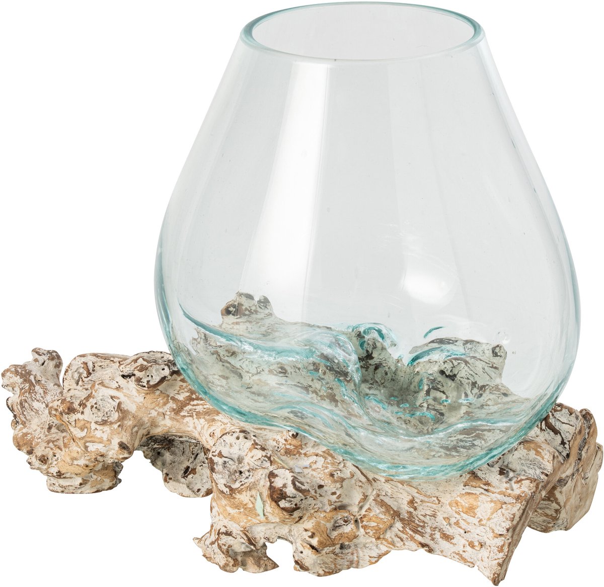 J-Line Vaas op voet - glas - gebroken wit/transparant - medium