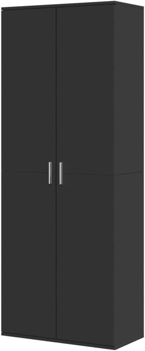Hoge Kast - Dressoir Bergkast - Opbergen Woonkamer - Voorkomt Omvallen - 70x35x180cm - Zwart