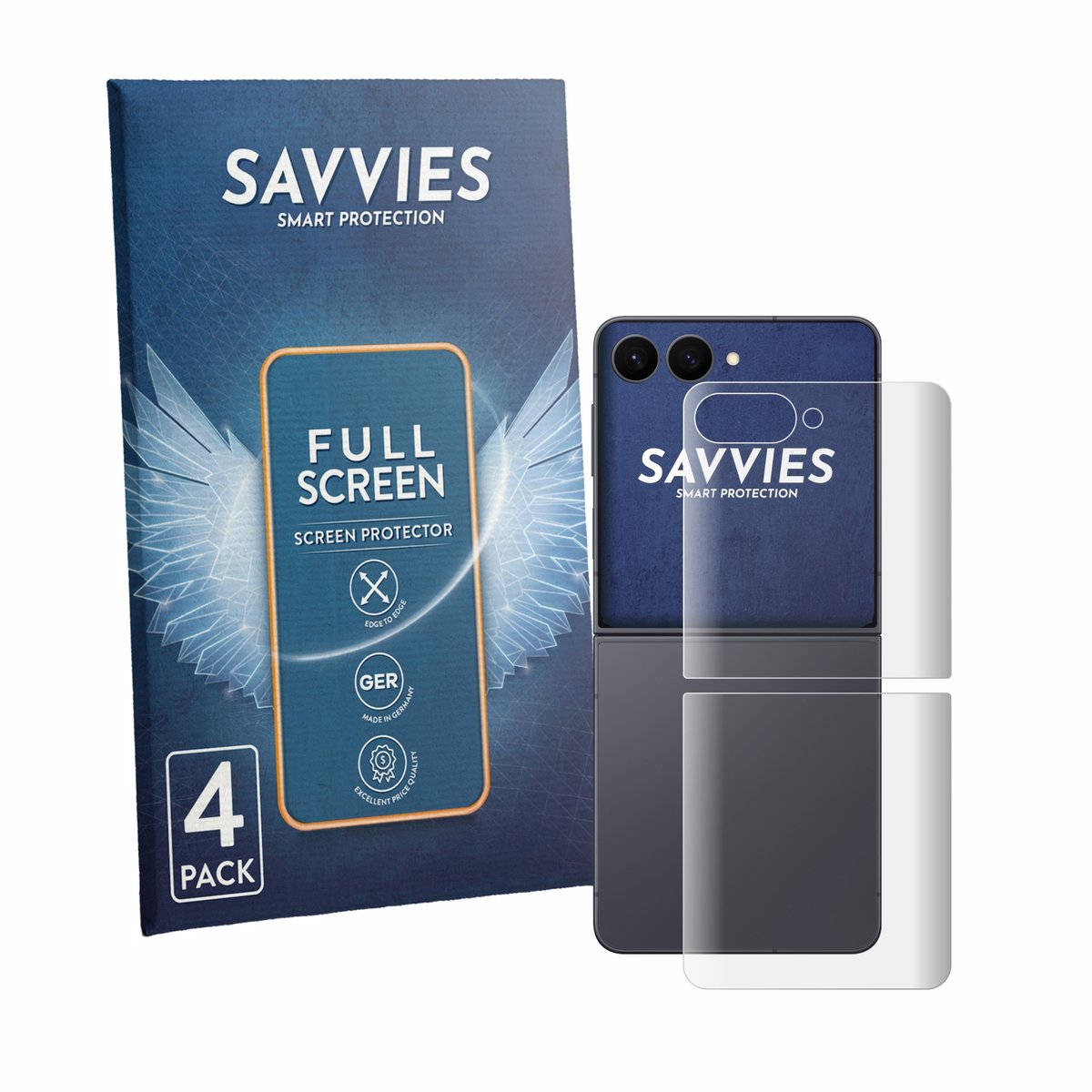 Savvies - Screenprotector voor Samsung Galaxy Z Flip 8 (Achterkant) - Folie Beschermfolie transparant volledig dekking 4 Stuks