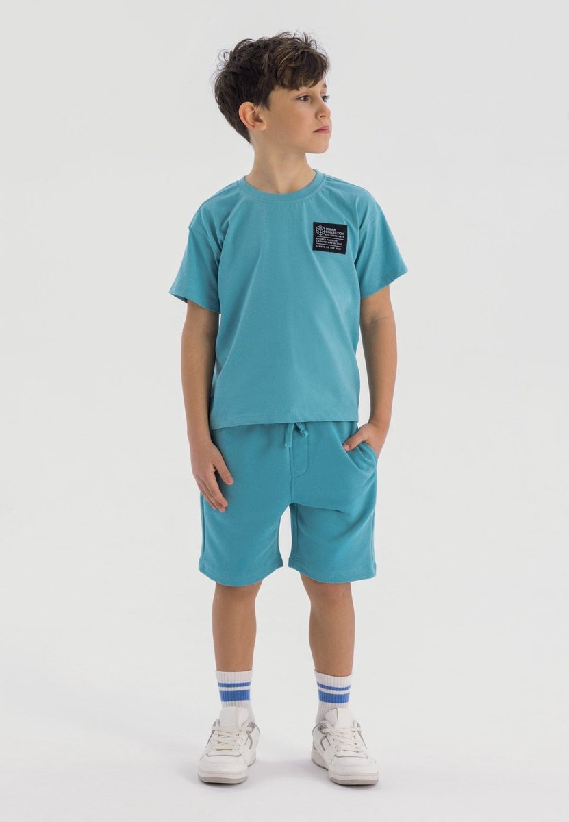 Minoti kleding set jongens t-shirt en short - grijs - korte mouw