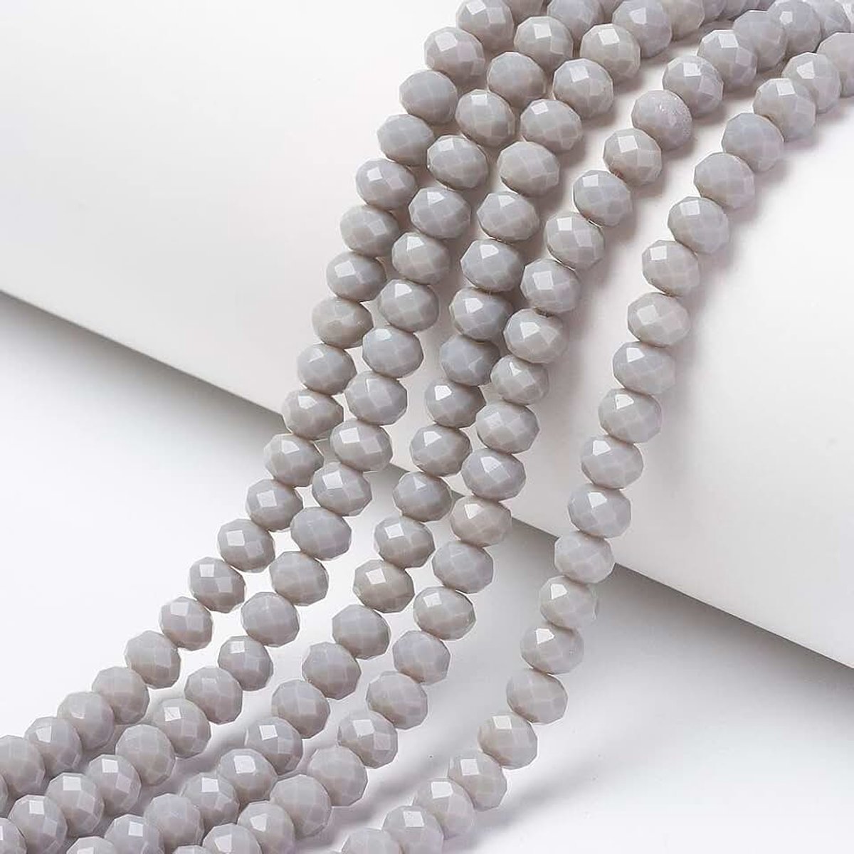 1230 stks Briolette Facet Rondelle Glas Kralen 4mm Tiny Opaque Glas Losse Kralen voor Armband Kettingen Oorbellen Sieraden Maken, Donkergrijs