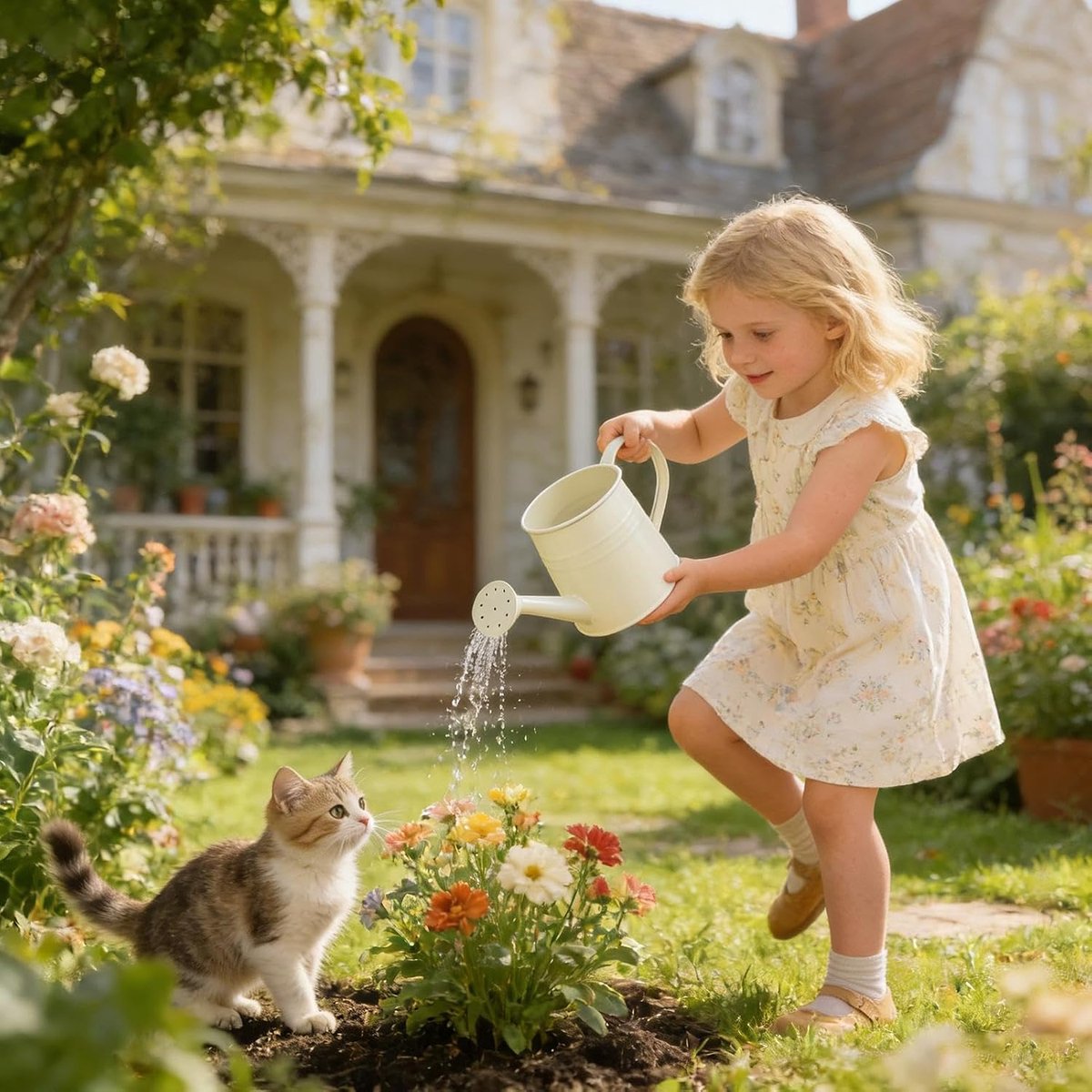 Gieter met Lange Uitloop - Waterkannetje Planten - Planten Water Geven - Duurzaam Ijzeren Ontwerp - 1 Liter - Beige