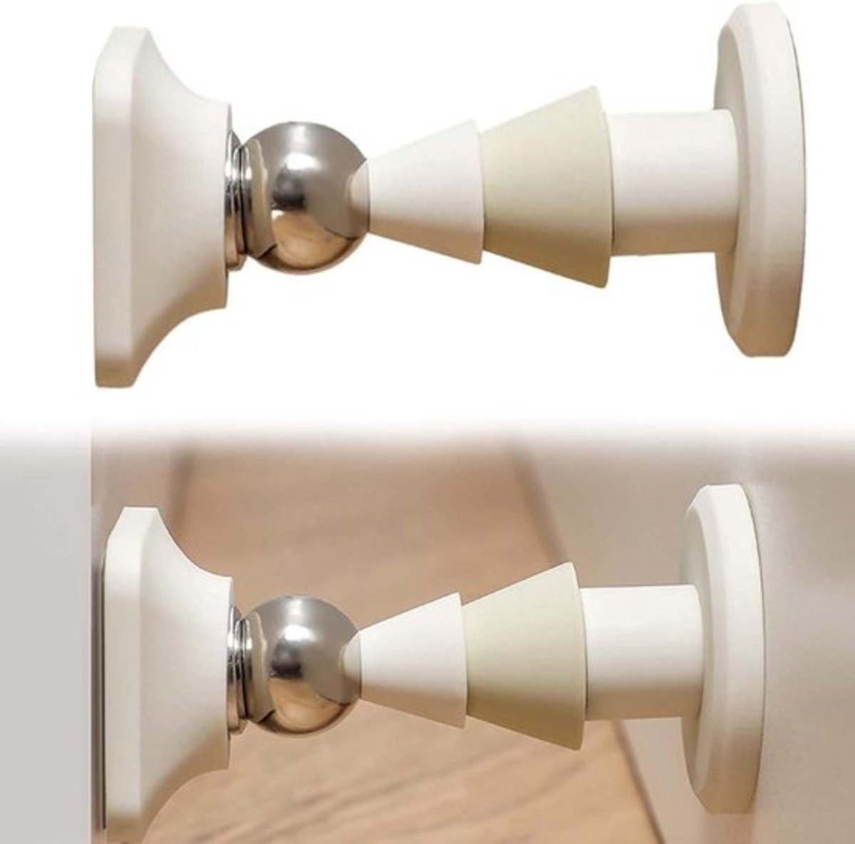 Magnetische deurstopper voor slaapkamer en badkamer - anti-botsing - siliconen - geen gaten nodig - wit.