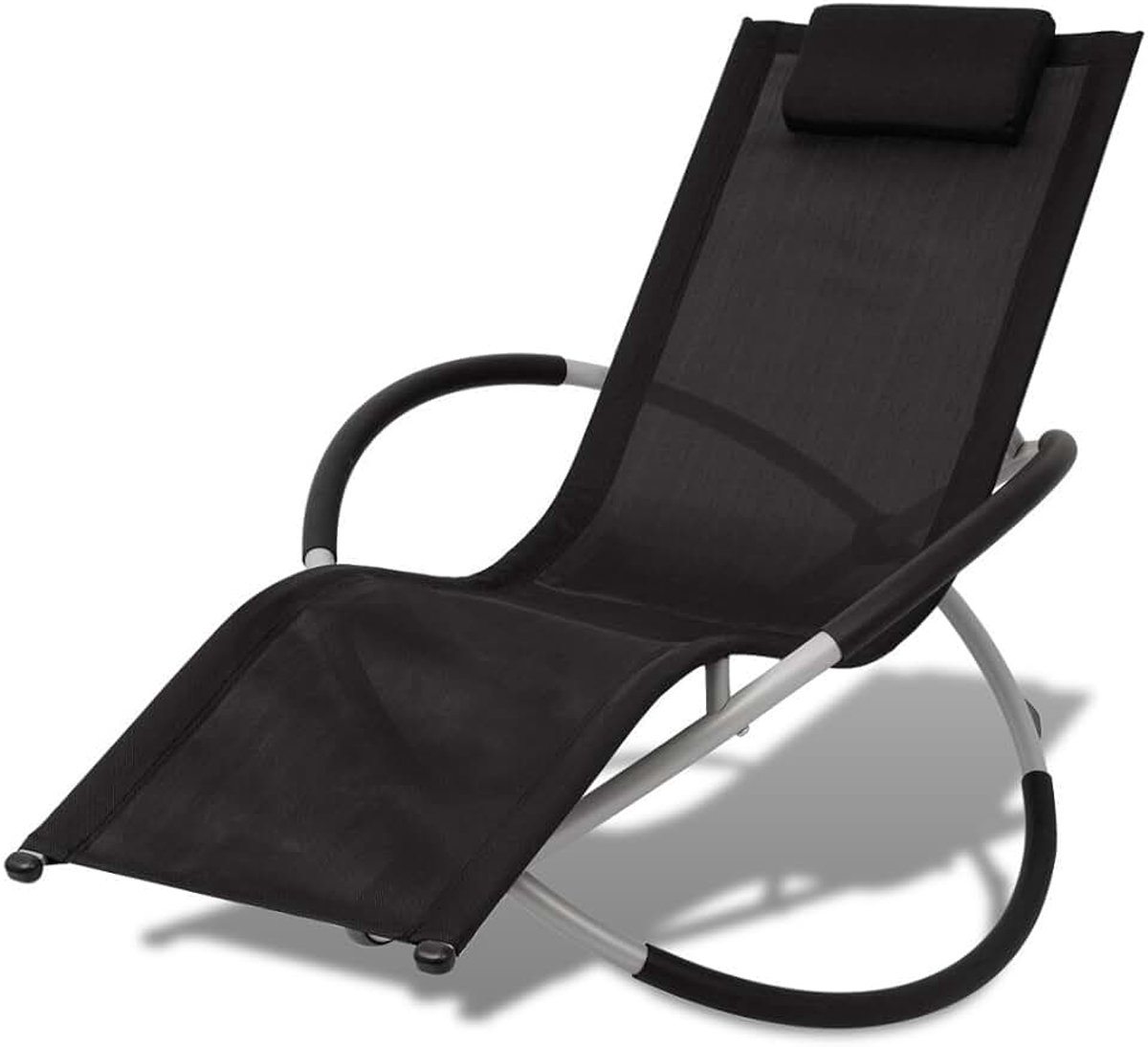 Geometrische zonneligstoel staal ligstoel relaxstoel 174 x 78 x 89 cm Max. draagkracht 120 kg zwart en grijs