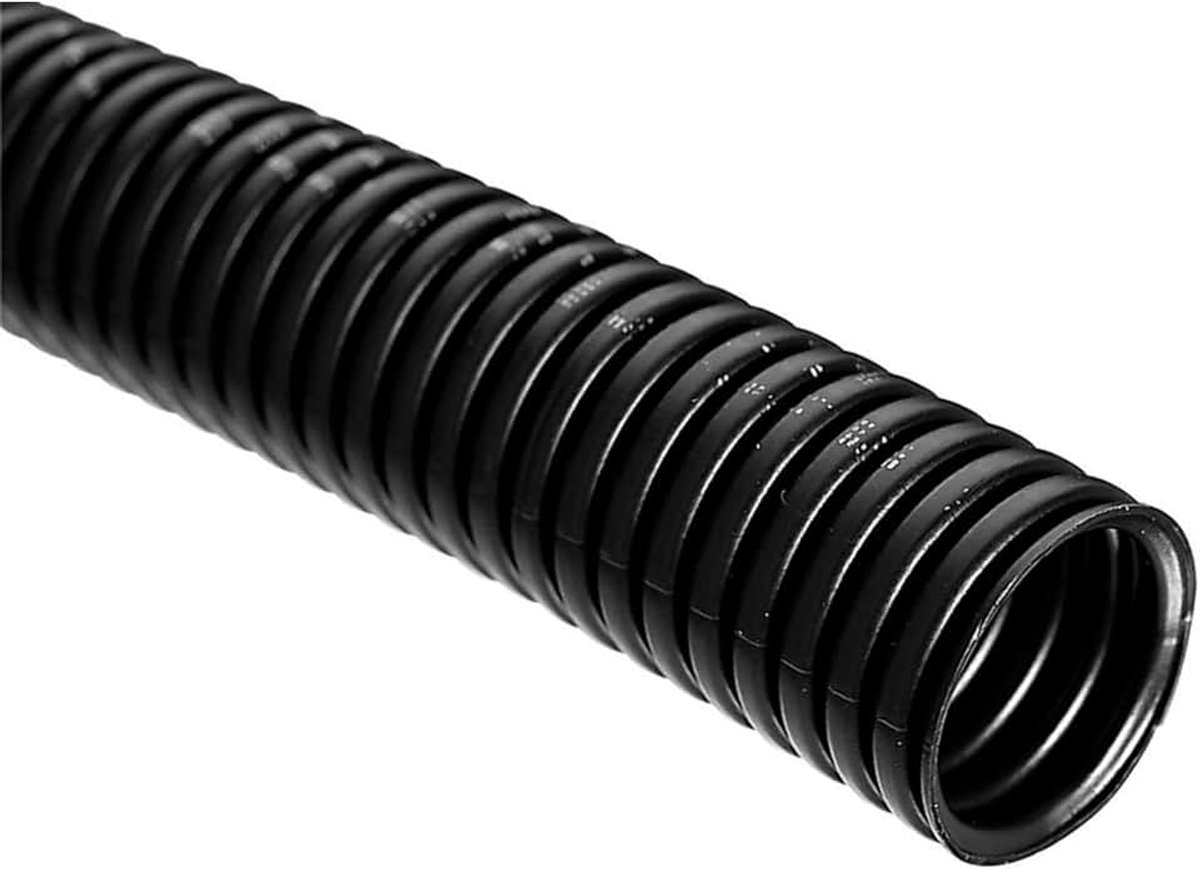 Gegolfde Buis NW 10 - Ribbelslang Gesloten - Marterbeschermbuis | UV-bestendige kabelbescherming voor auto en tuin. Buitendiameter 12,7 mm en binnendiameter 10,1 mm van PPmod materiaal.