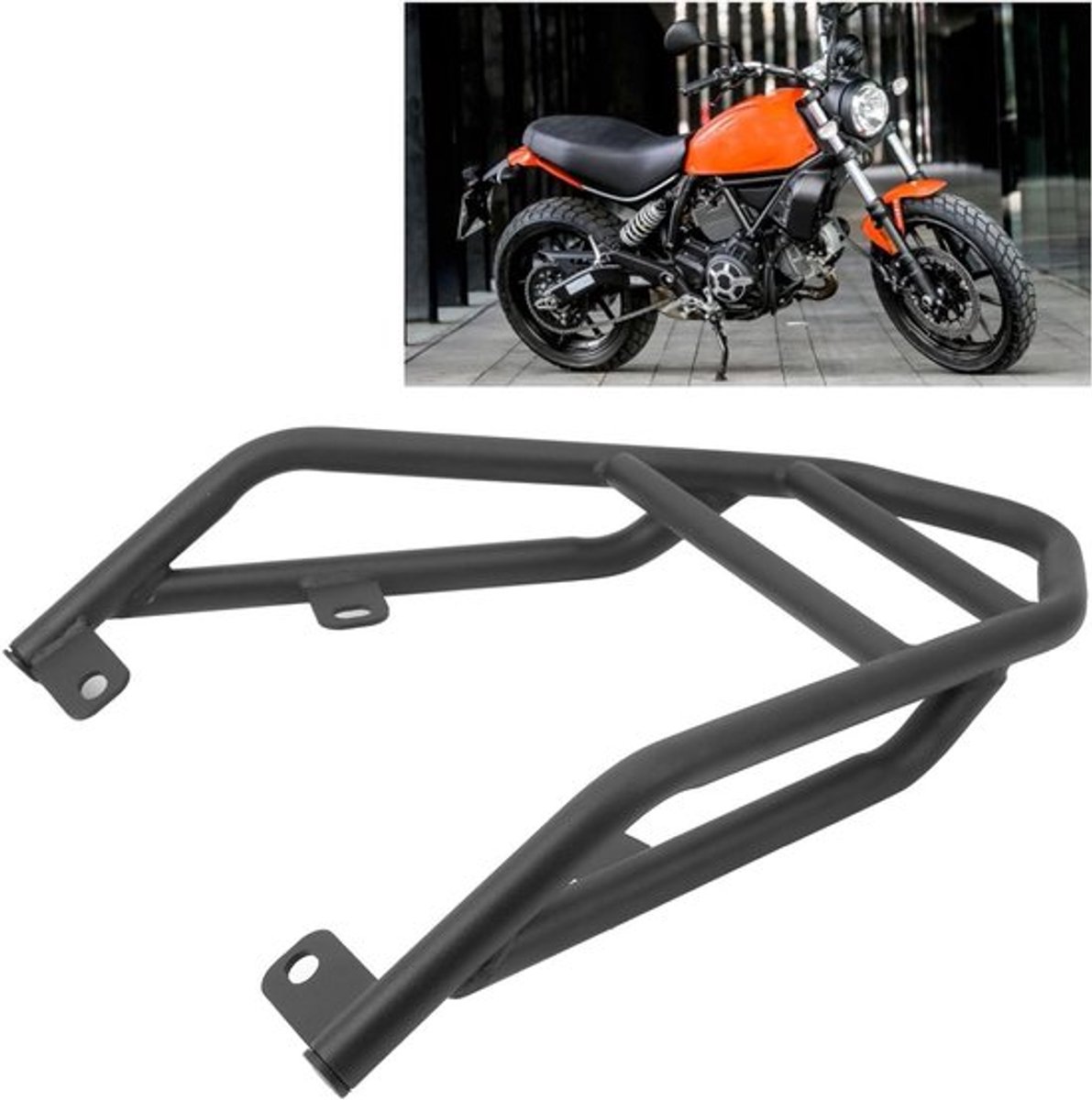Motorfiets Achter Bagagedrager Stalen Beugel voor Scrambler 400 Sixty2 - Vervangingsonderdeel met 4 Bouten en 4 Pakking, Ideaal voor Transport en Bagageopslag