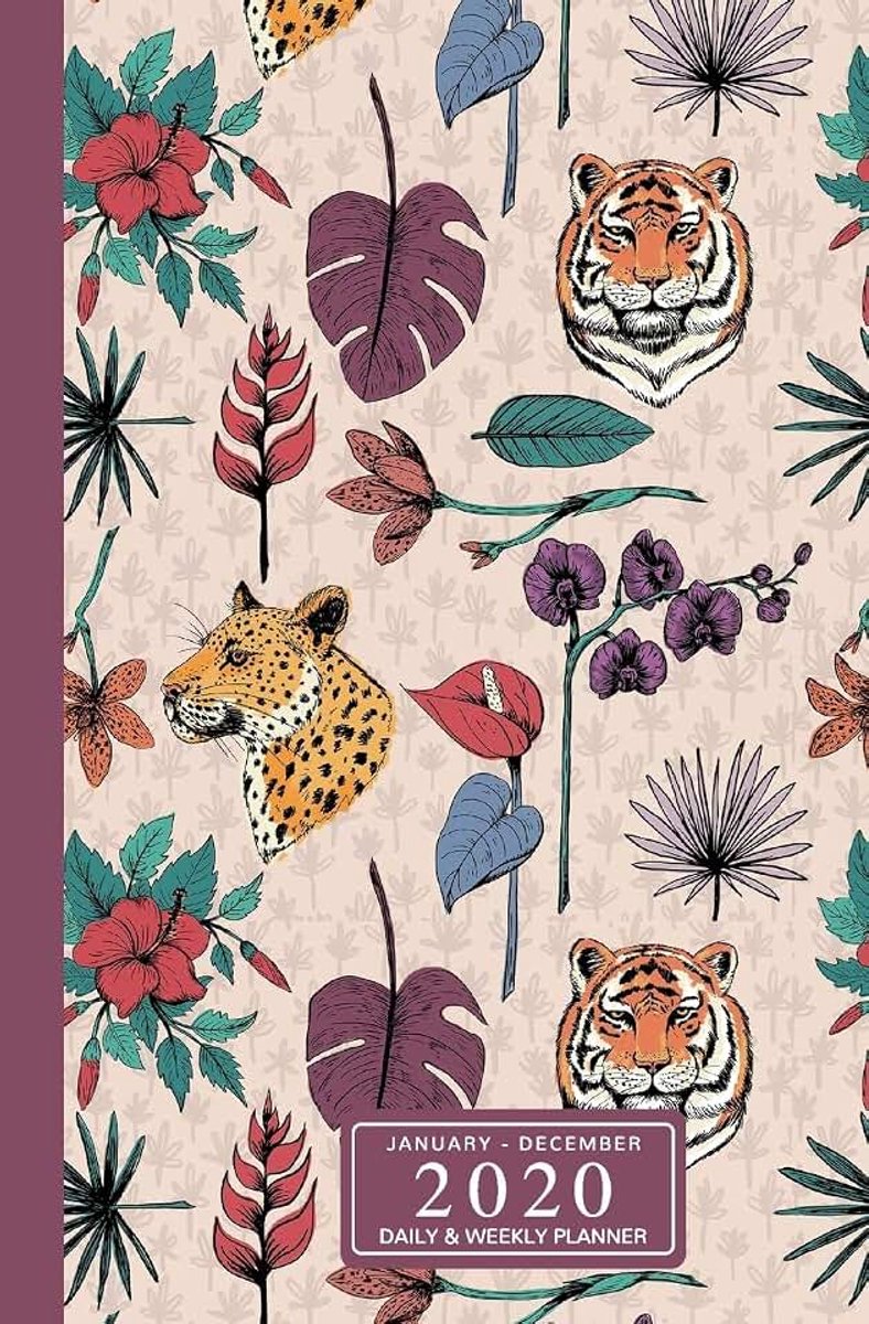 - December 2020 Daily & Weekly Planner: Mini Calendar; Tropical Plants With Tigers And Cheetahs