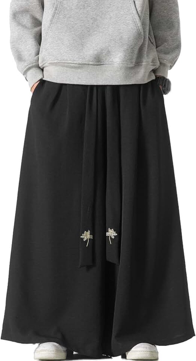 Herenbroek met wijde pijpen en trekkoord Japanse zachte yogabroek Hip Hop Baggy Broek