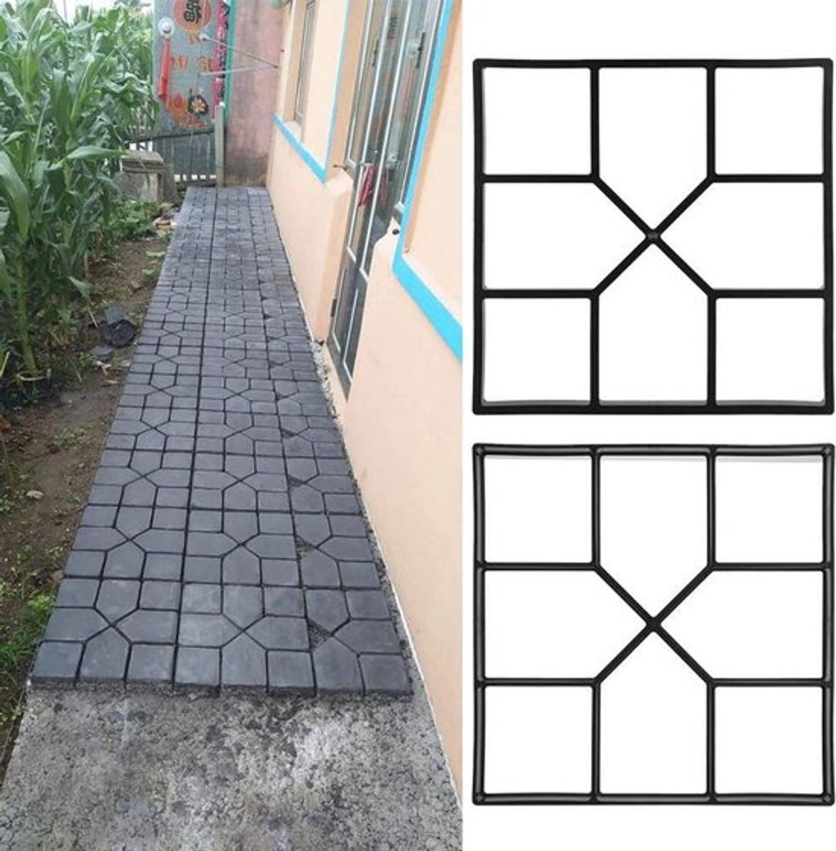 Vloervormen 40x40 cm voor buiten - Set van tuintegels met doe-het-zelfoptie