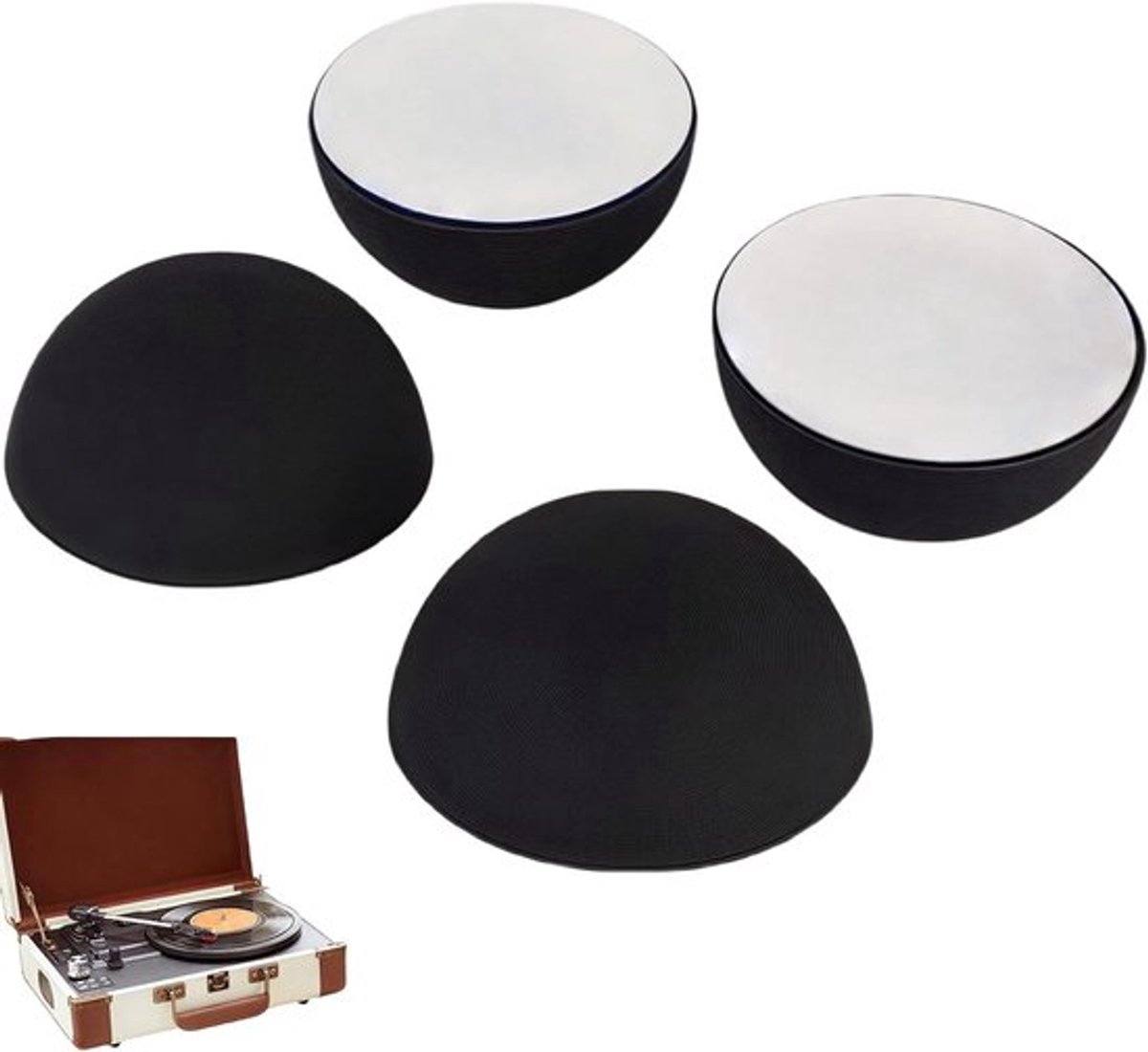 Siliconen luidspreker pads voor isolatie demping in zwart - set van 4