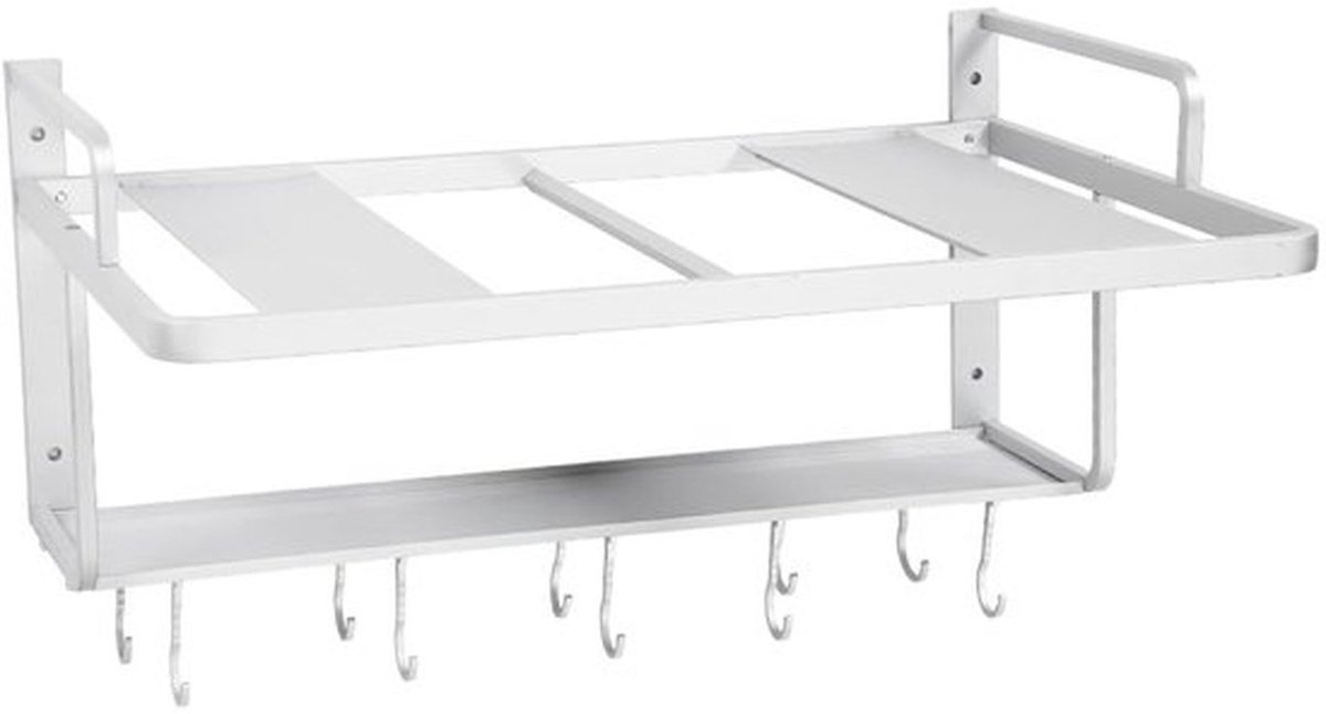 Magnetronstandaard Dubbellaags - Keukenrek Hangend - Ruimtebesparend Ontwerp - Corrosiebestendig - Beschermende Reiling - Duurzaam Ruimtealuminium
