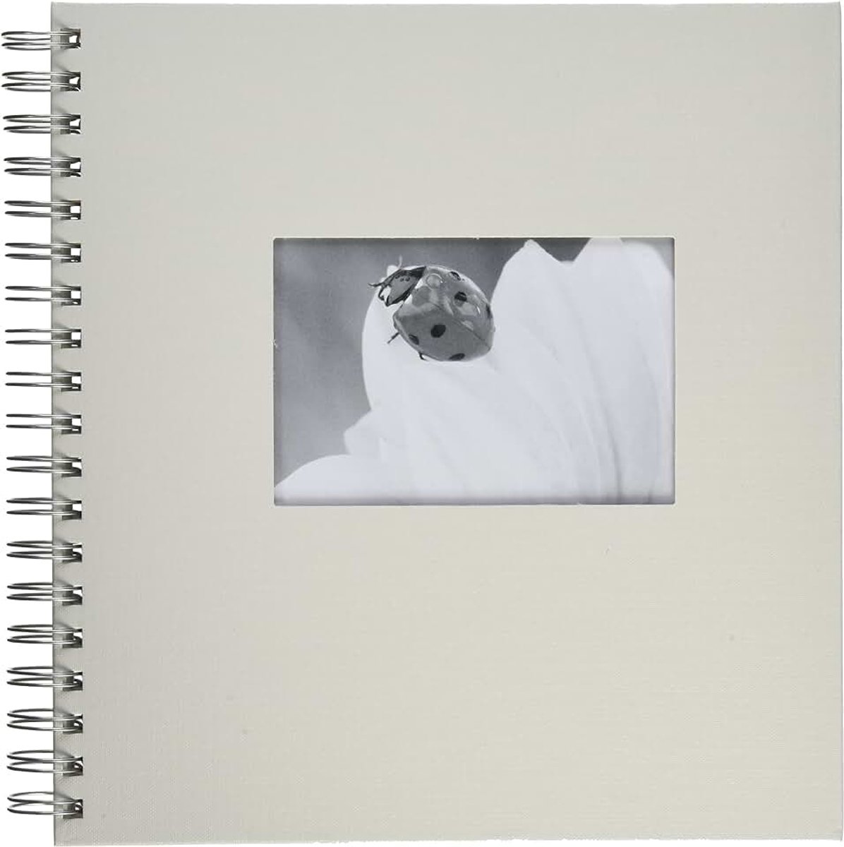 12156-02 passe-partout spiraal album 240 x 250 mm 50 pagina's, linnen omslag met passe-partout fotokarton wit met pergamijn, wit