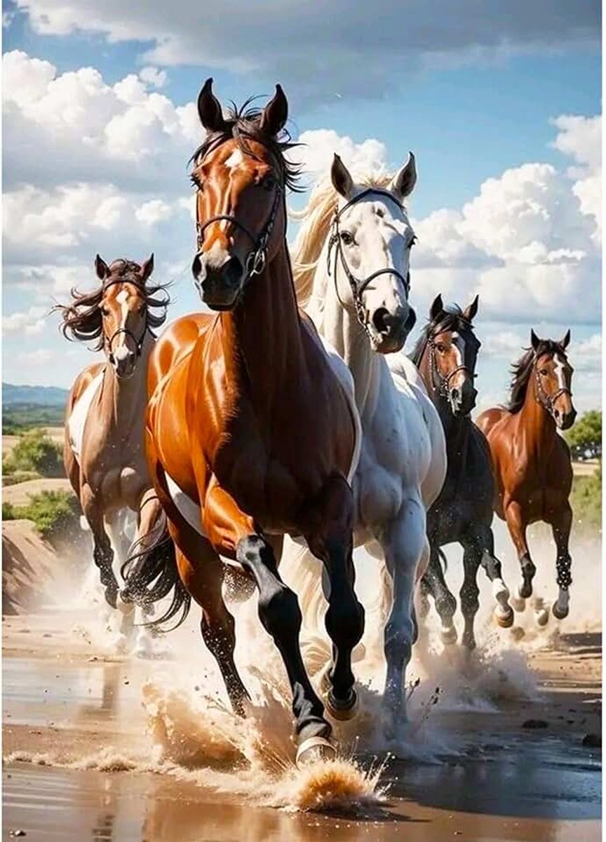 Diamond Art Paardenkits Volwassenen Beginners, 5D Diamant Schilderen Paardenkits voor Volwassenen, DIY Volledige Boor Paard Diamant Schilderen Borduurwerk Kristal Edelsteen Art Kits Volwassenen