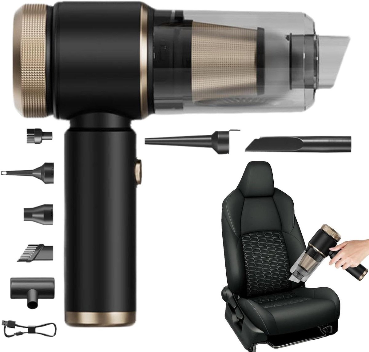 Draagbare Stofzuiger - Handstofzuiger Auto - Auto Interieur Reinigen - Krachtige Zuigkracht - 22 cm Lengte - Veelkleurig
