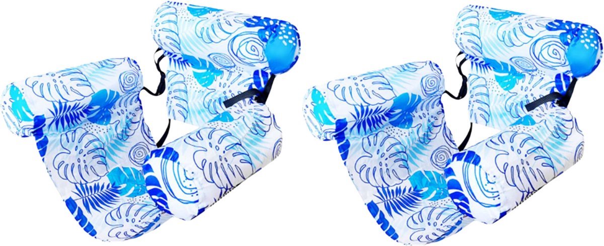 Casalora Opblaasbare Zwemstoel Set van 2 – Drijvende Waterstoel voor Volwassenen – Comfortabele Pool Float met Rugleuning en Armsteunen – Voor Zwembad, Meer en Strand - Blauw
