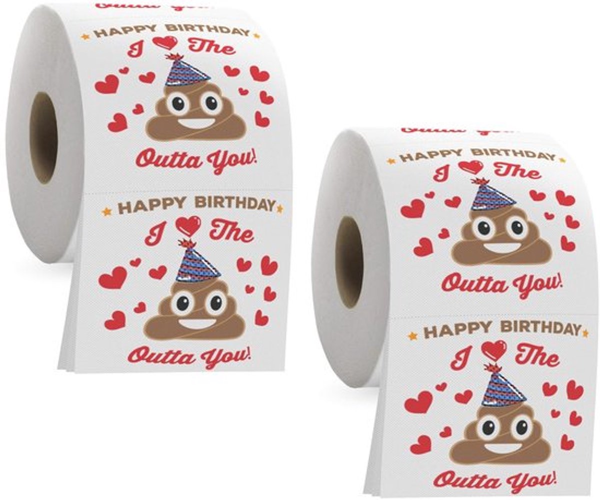 Toiletpapier 2 Rollen - Humoristische Poeppatroon - Zacht en Comfortabel - Sterke Wateropname - Verjaardagsdecoratie - Dubbel Zoveel Plezier - Wc-rol