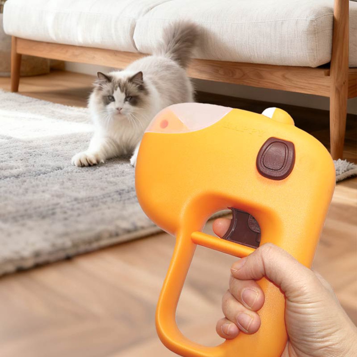 Ulisem - Huisdier speelgoed - Traktatie launcher voor honden en katten - 2-in-1 training en interactief spel - Schiet ronde brokken (0.4-0.6 inch) - Geen batterijen of opladen - Veilig ABS materiaal - Voor binnen en buiten - Oranje