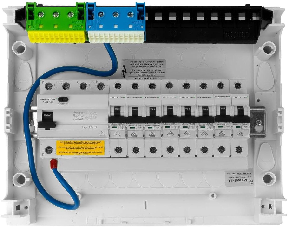 Zekeringkast Opbouw - Verdeelkast Bedraad - Stroom Verdelen - VDE Getest - 12 Modules - Grijs