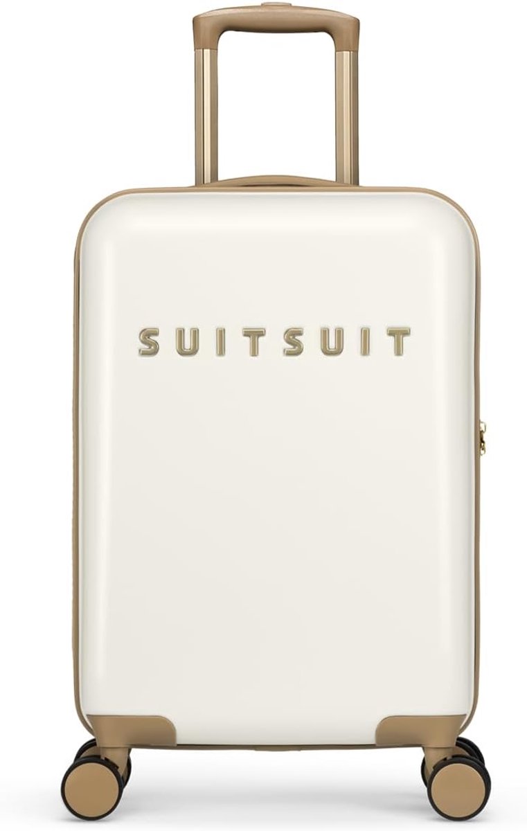 SnelShoppen - Lichtgewicht Trolley Koffer 55x35x20 cm - Robuuste Hardcase Met 4 Wielen - TSA Combinatieslot - Fusion White Sawn