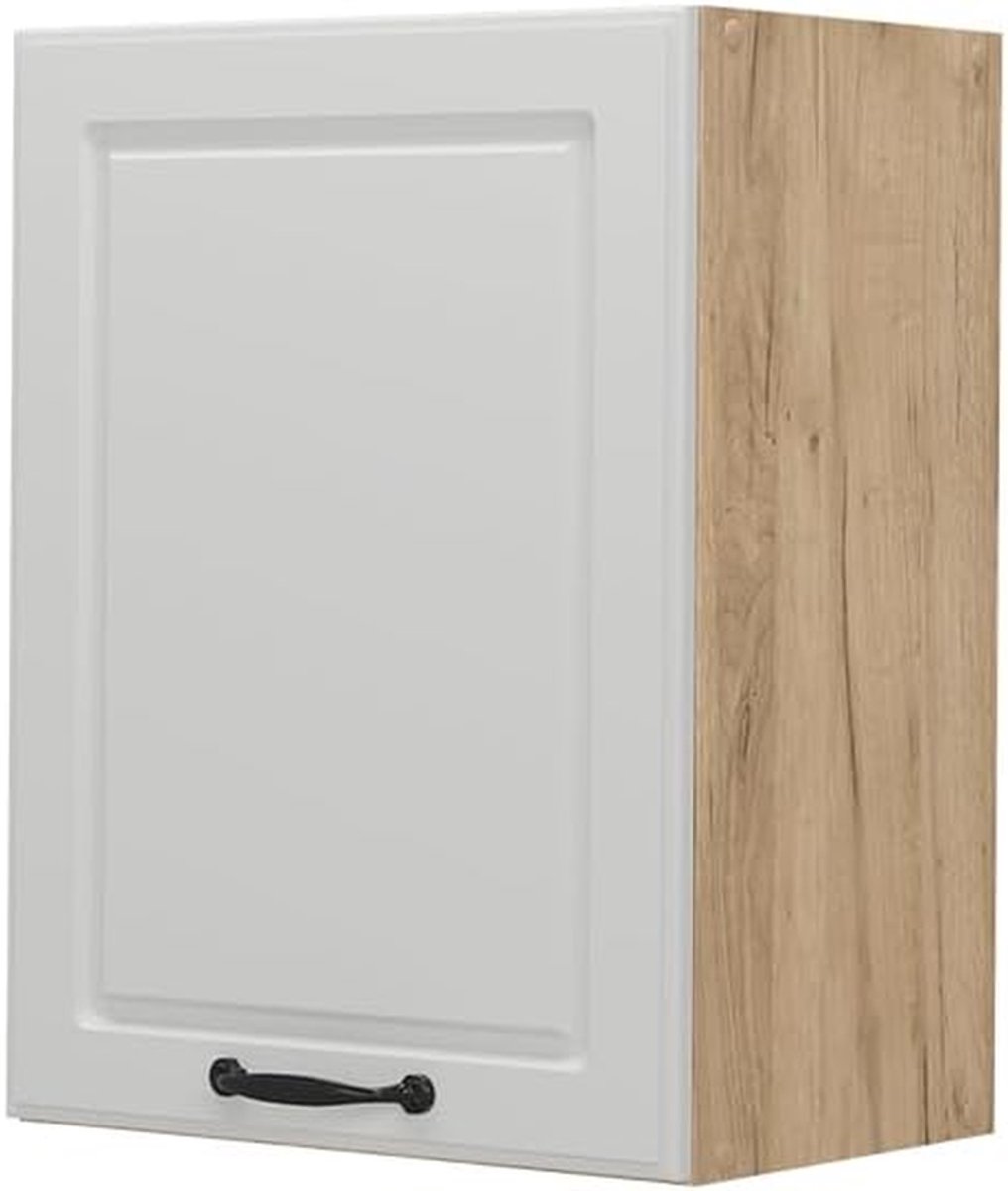 Hangkast Keuken - Wandkast Opbergkast - Keuken Organiseren - Modulair Ontwerp - 45 cm Breed - Wit Landelijk