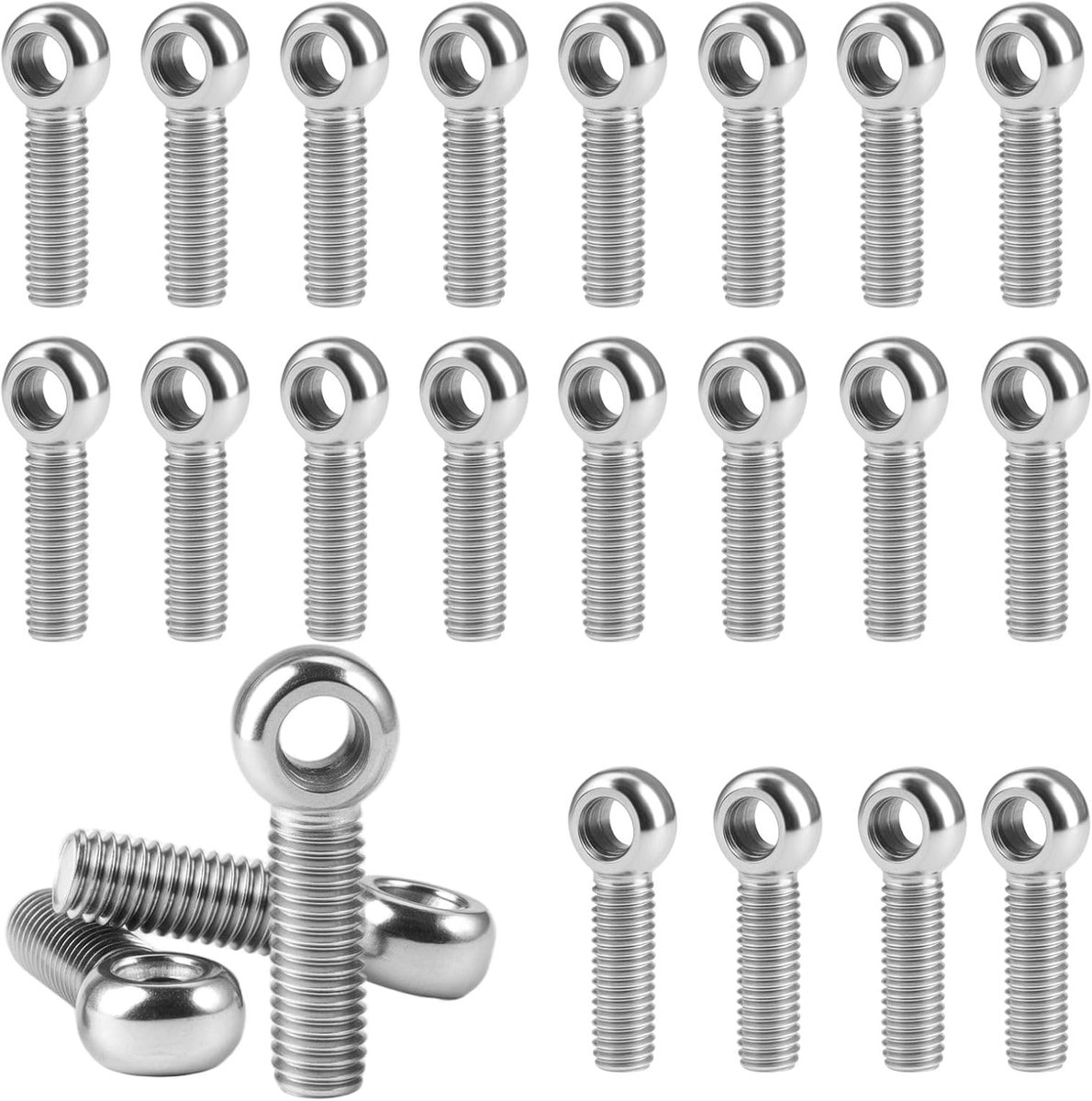 20 Stuks Metaal Ringbouten M8, 37 x 13 MM Oogschroeven Roestvrij Staal | Lange Oogbout voor Buiten, M8 Gesloten Haakbouten, Corrosiebestendig, Bout Ring Haak, Oogbouten voor Montage en Ophangen