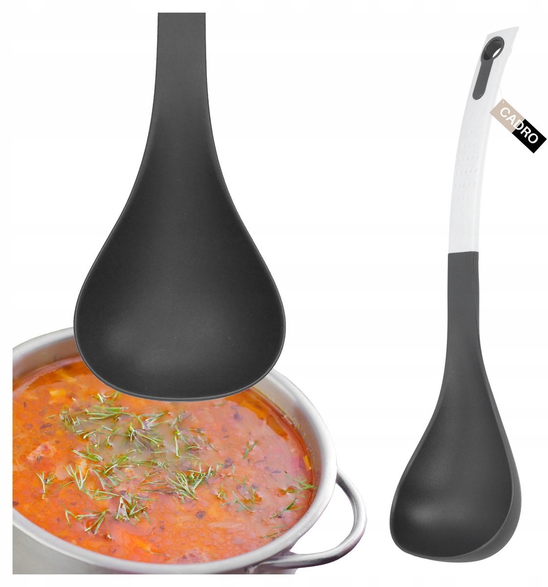 Zwarte nylonen soeplepel 32cm - Keukenlepel voor sauzen en stoofschotels