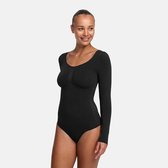cfab - Bodysuit met corrigerende werking, lange mouwen en bijpassend slipje - Zwart - XL