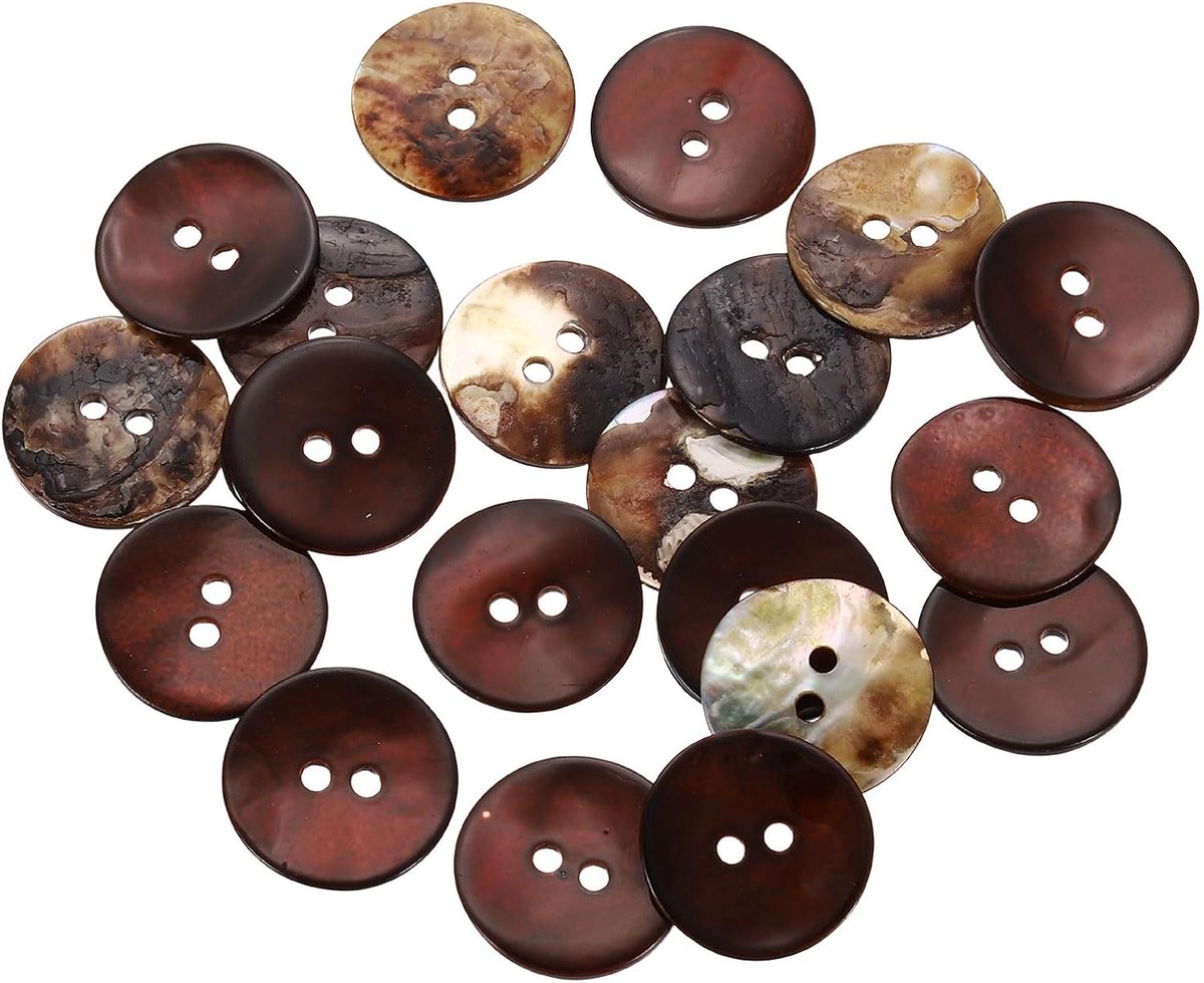 Knopen, 18 mm, 2 gaten, parelmoer, blazerknopen, naaiwerk, schelpschijven voor overhemden, naaien, doe-het-zelf handwerk, decoratie, koffie