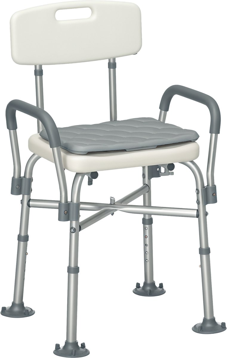 HOMCOM douchekruk - Aluminium, HDPE - 53,5 x 52 x 90 cm - Grijs
