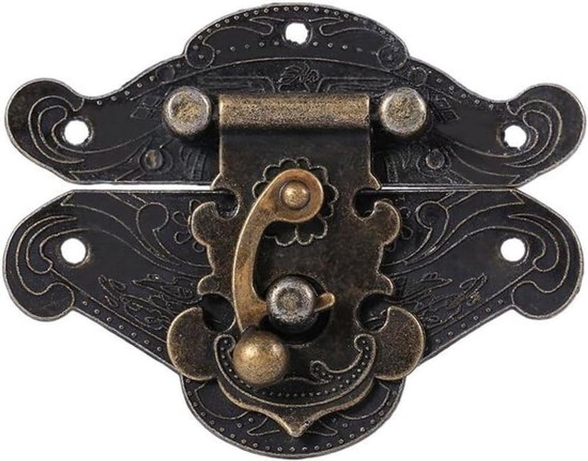 Antieke reliëf grendel - schroeven - houten juwelendoos - XXS - decoratief - geschikt voor antieke meubels - bruin reliëf grendel voor houten juwelendoos (XXS)