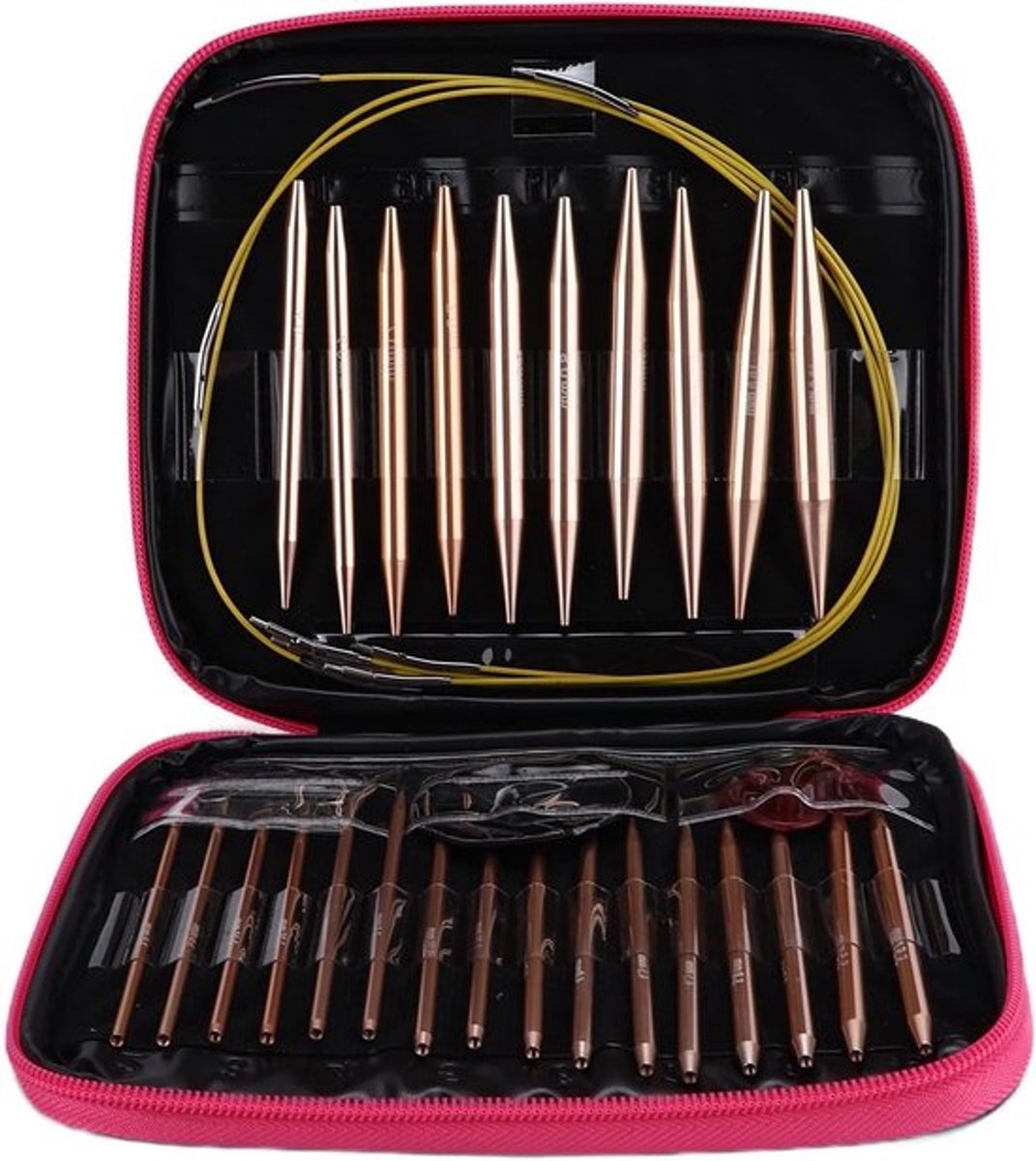 Ergonomische 26-delige Set van Interchangeable Rondbreinaalden met Opbergzak voor Breien en Haken