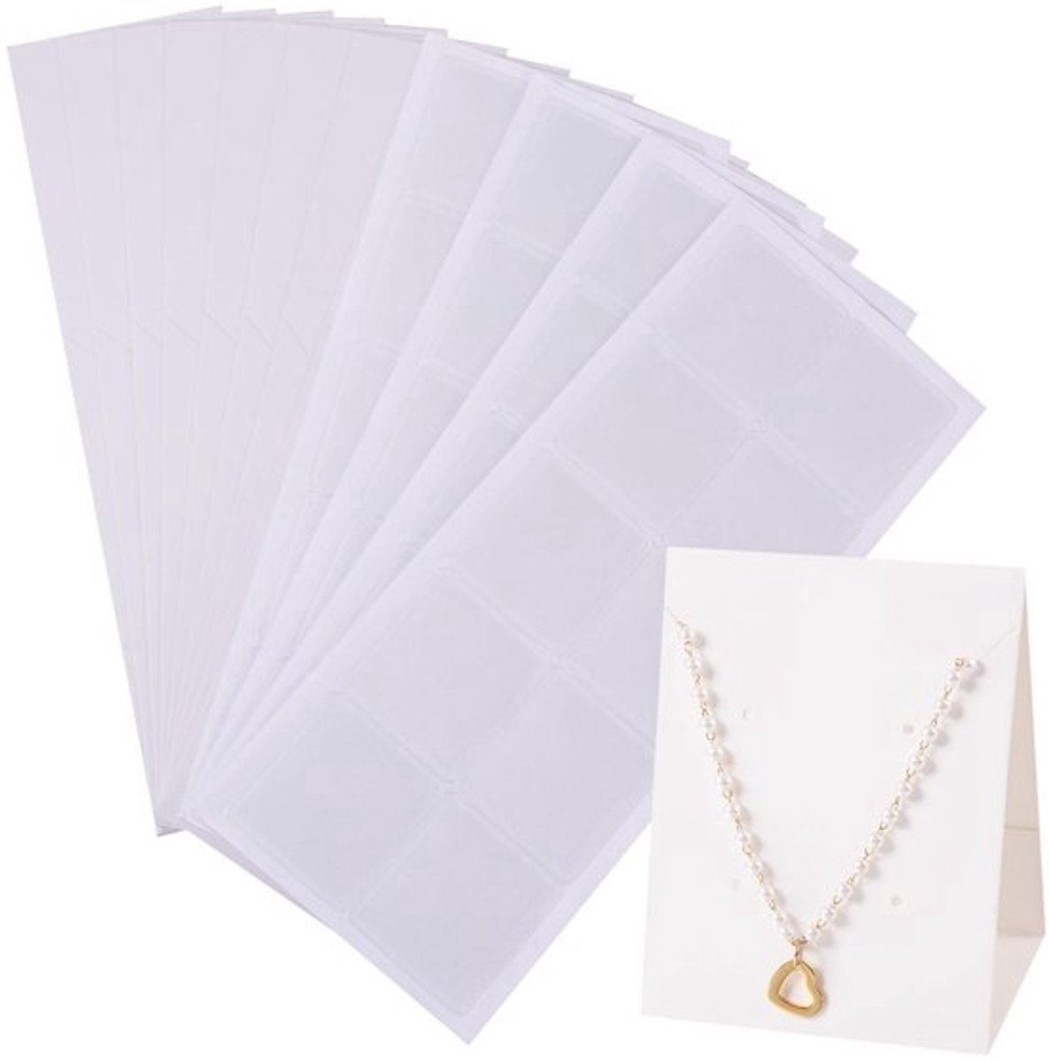 MTTproducts- Sieradenhouder Vouwbaar - Sieraden Organizer - Oorbellen/Halsketting Display - 50 Stuks - Zelfklevende Beschermhoes - 8.2cm Hoog - Sieradenstandaard