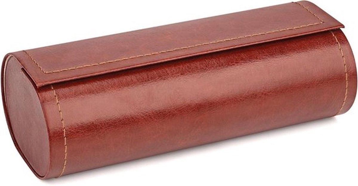 Zonnebrillenhoes - Brillen - Compatibel - Bruin-Rood - Reistas - Grote Brillenhoes voor Zonnebrillen, Oversized Zonnebrillenhoes, Geschikt voor Nieuwe Wayfarer/Oude Aviator/Diverse RayBan Modellen.