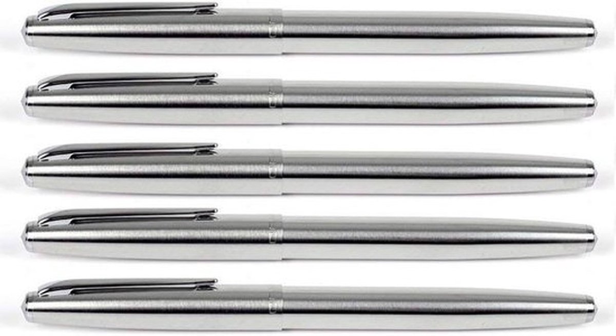 Set van 5 RVS vulpennen met EF-nib en inktconverters - perfect voor schrijven en tekenen