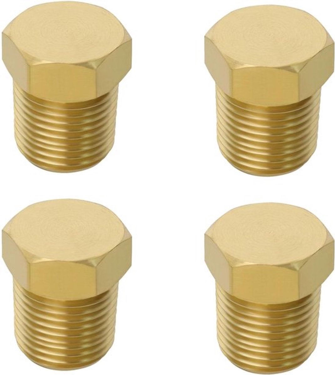 Messing pijpplug - NPT buitendraad - Zeskantkop socket - Blokkeren - Messingfitting - Waterpoorten - Geschikt voor inlaat spruitstuk - Goud 4 stuks 1/8 inch