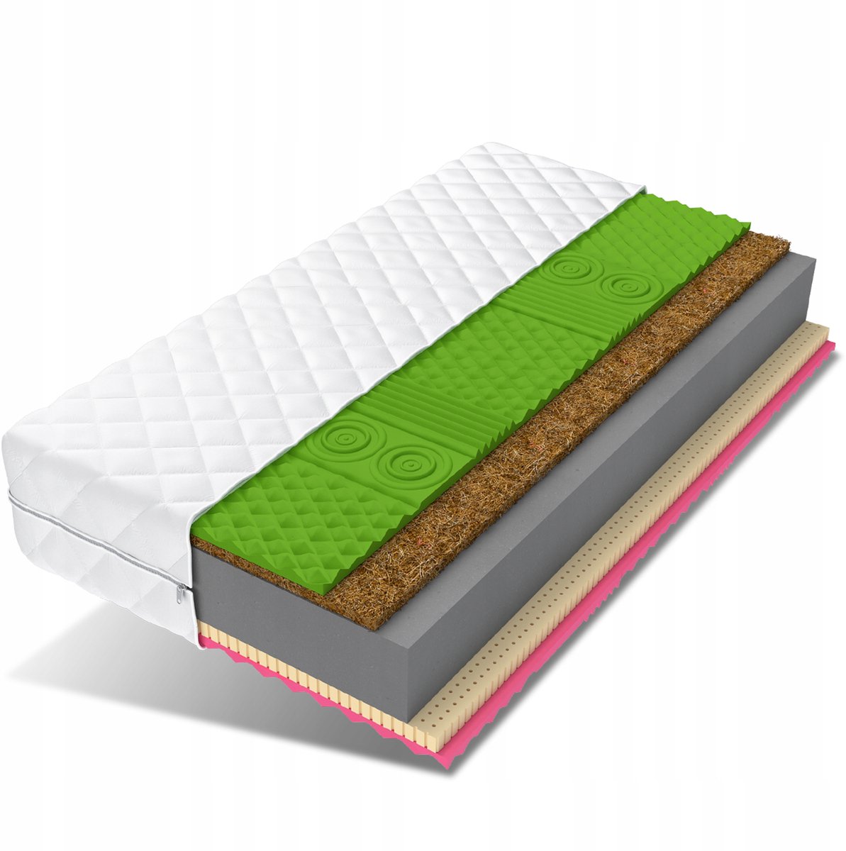 ŚpijZdrowo Dubbelzijdig Matras 180x200cm - H4/H3 Schuimmatras met Koudschuim & Kokos