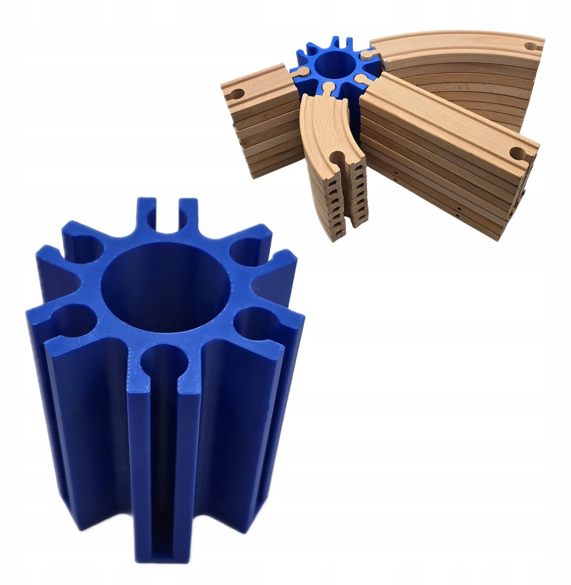 HobbyHold Organizer Lage Ronde Houten Treinbaan - Blauw
