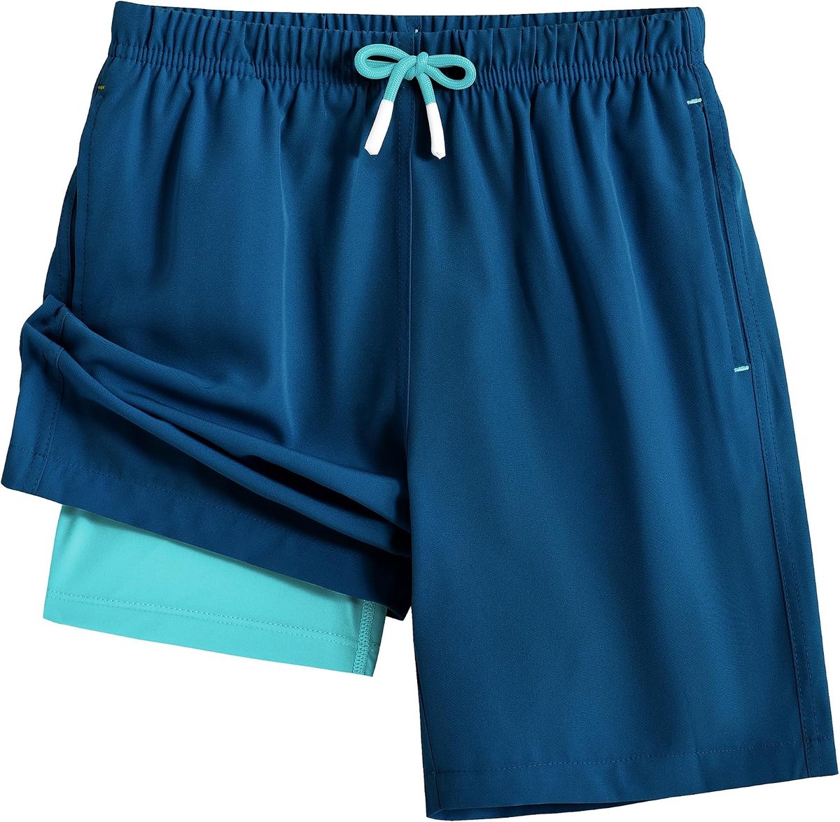 Boardshorts voor jongens, met compressievoering, sneldrogend, ademend, zwembroek voor kinderen, elastische taille, shorts met zakken, 4-16 jaar