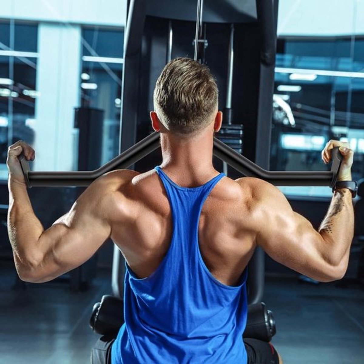 32" multi-grip pull-up-stang - met duurzame staallegering, ergonomische handgreep, veelzijdige kabelmachine-accessoire voor effectieve spiertraining en krachtopbouw